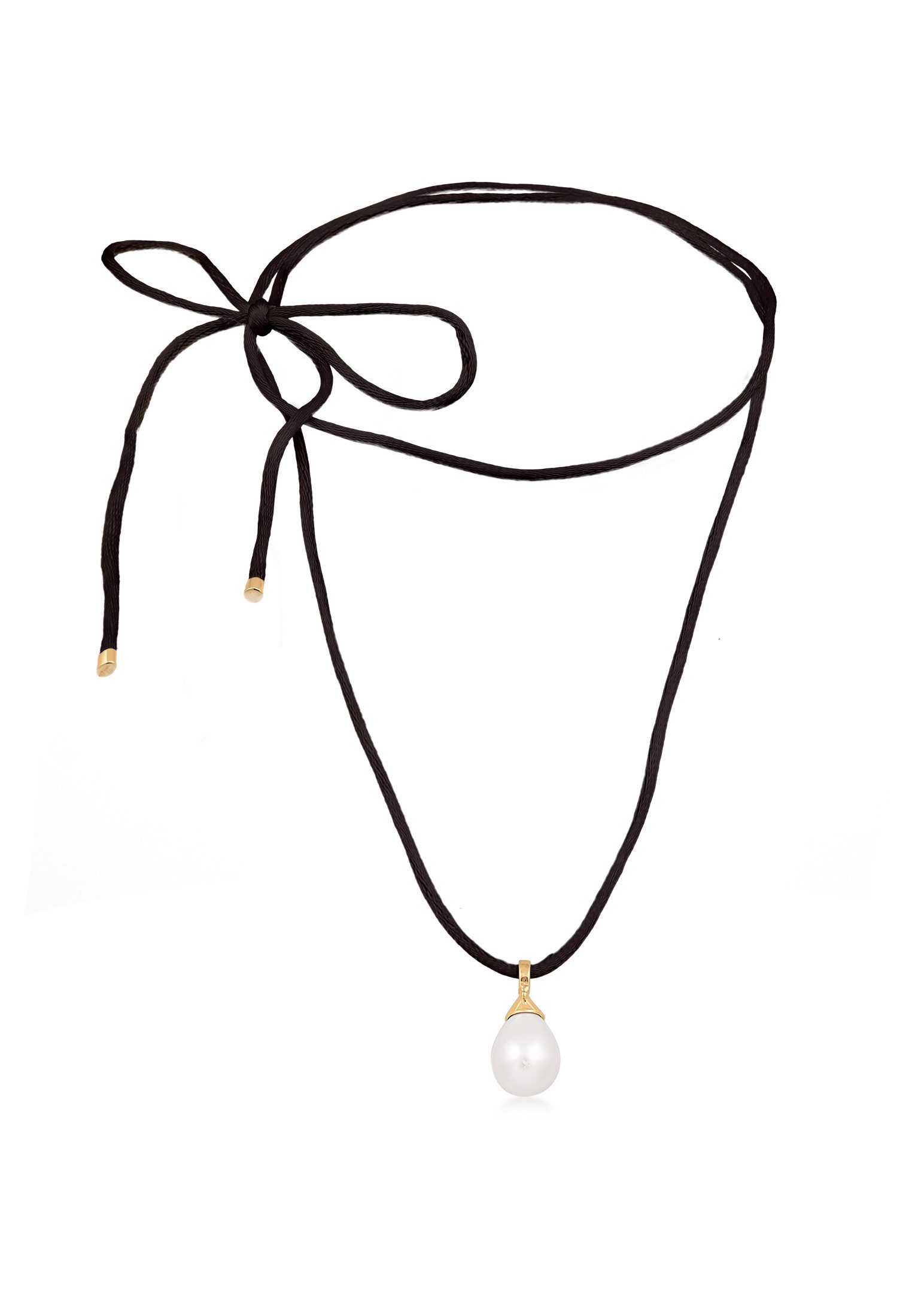 Elli Perlenkette Muschelkernperle Tropfen Satinband 925 Silber günstig online kaufen