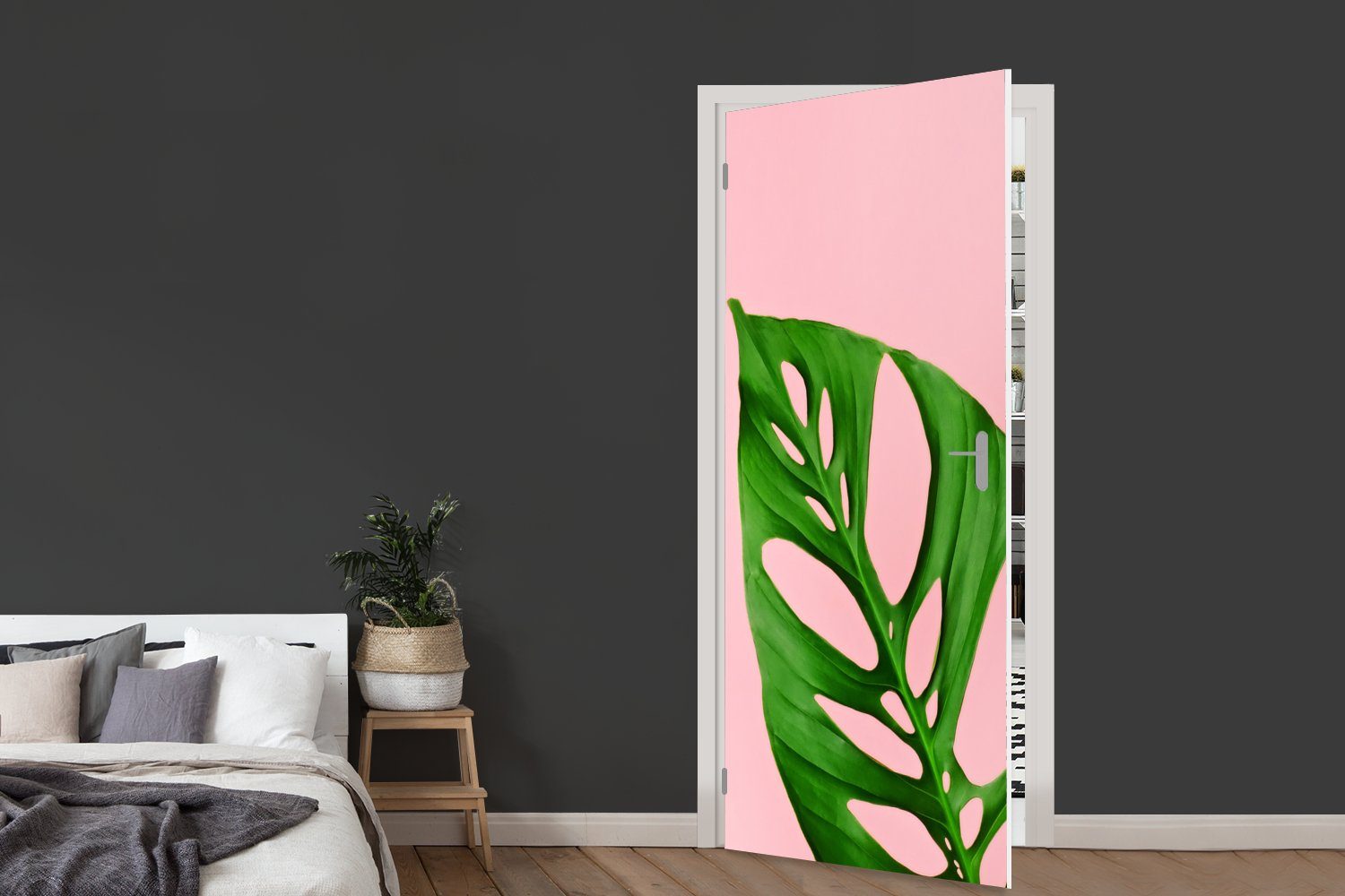 bedruckt, MuchoWow cm Fototapete Hintergrund, mit 75x205 Tür, Farbe St), für heller als Botanisches Türaufkleber, Türtapete (1 Blatt Matt,