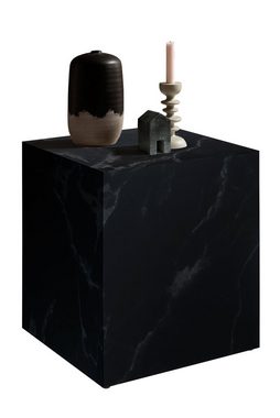 TPFLiving Beistelltisch Cubeor - Moderner Couchtisch mit MDF-Platten in Marmoroptik (Quadratischer Sofatisch für Wohnzimmer, Schlafzimmer, Kaffeetisch - Teetisch mit extravagantem Design), Maße (BxHxT): 45x50x45 cm - Farbe Schwarz