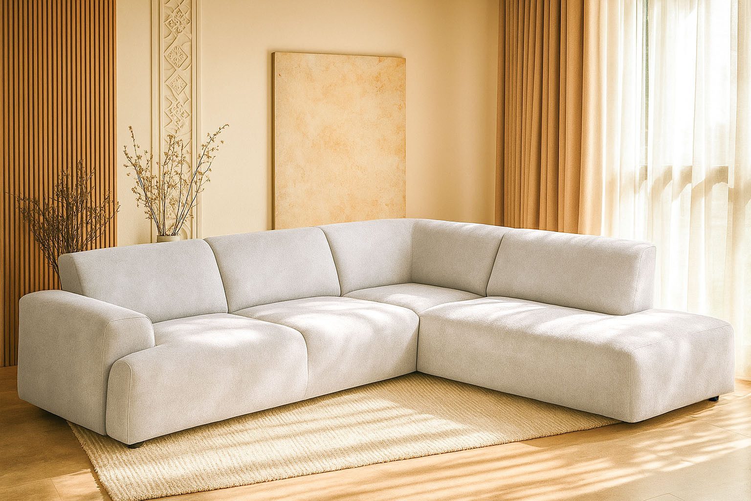 Home affaire Ecksofa Linkka, Breite 282 cm, L-Form, in einem weichen Chenille-Stoff, mit Wellenunterfederung