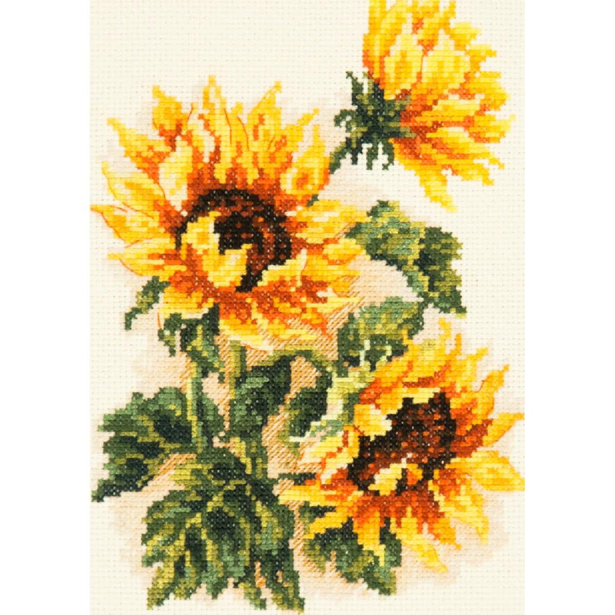 Magic Needle Kreativset Magic Needle Kreuzstich Set "Drei Sonnenblumen", (embroidery kit by Marussia)