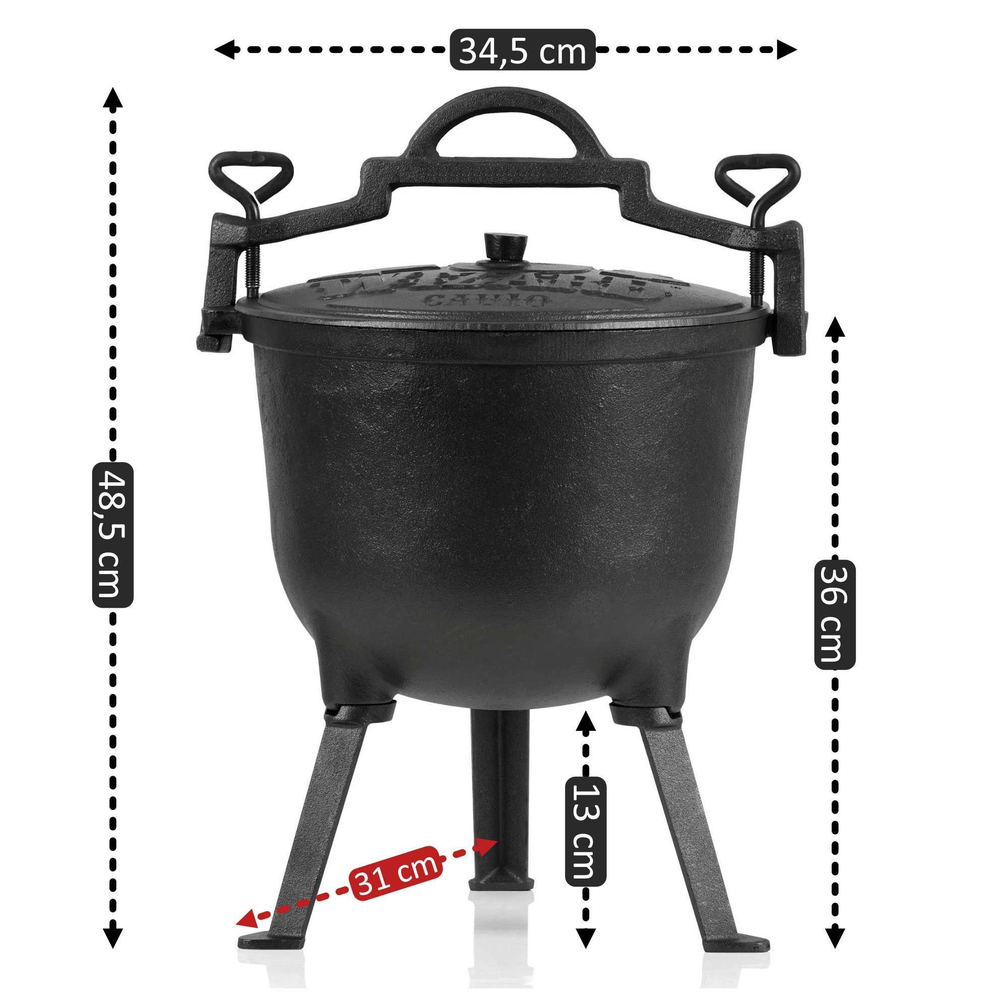 BBQ-Toro Grilltopf Zauberkessel "Wizard", 10 Liter, Gusseisen Kochtopf mit drei Beinen, D, Gusseisen