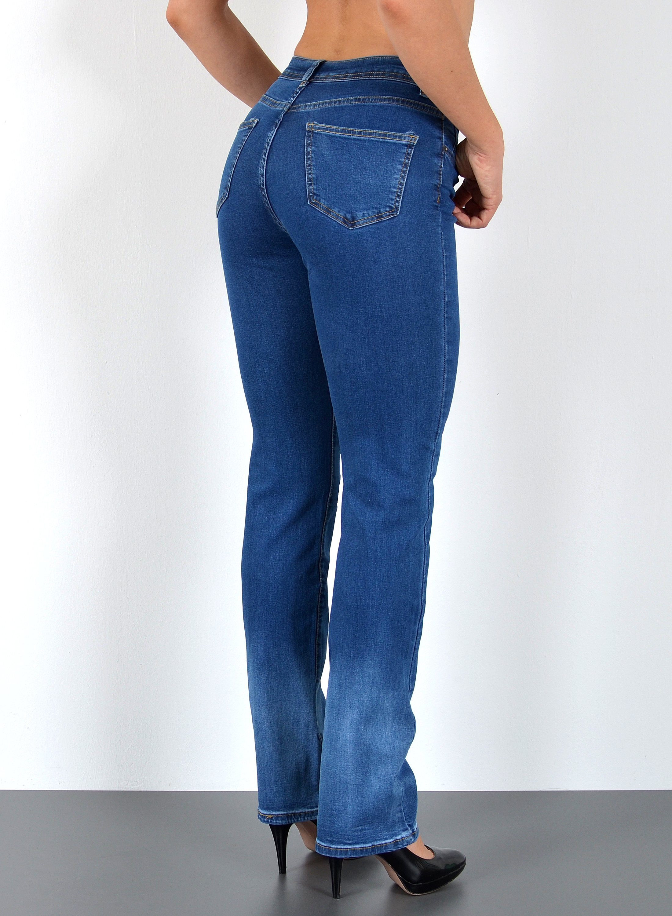 ESRA Straight-Jeans Premium Damen Straight Fit Jeans High Waist Hose bis Übergröße G5 Jeans Damen Straight Fit High Waist Damen Jeans Regular Stretch-Jeans – Bild 3 von 5