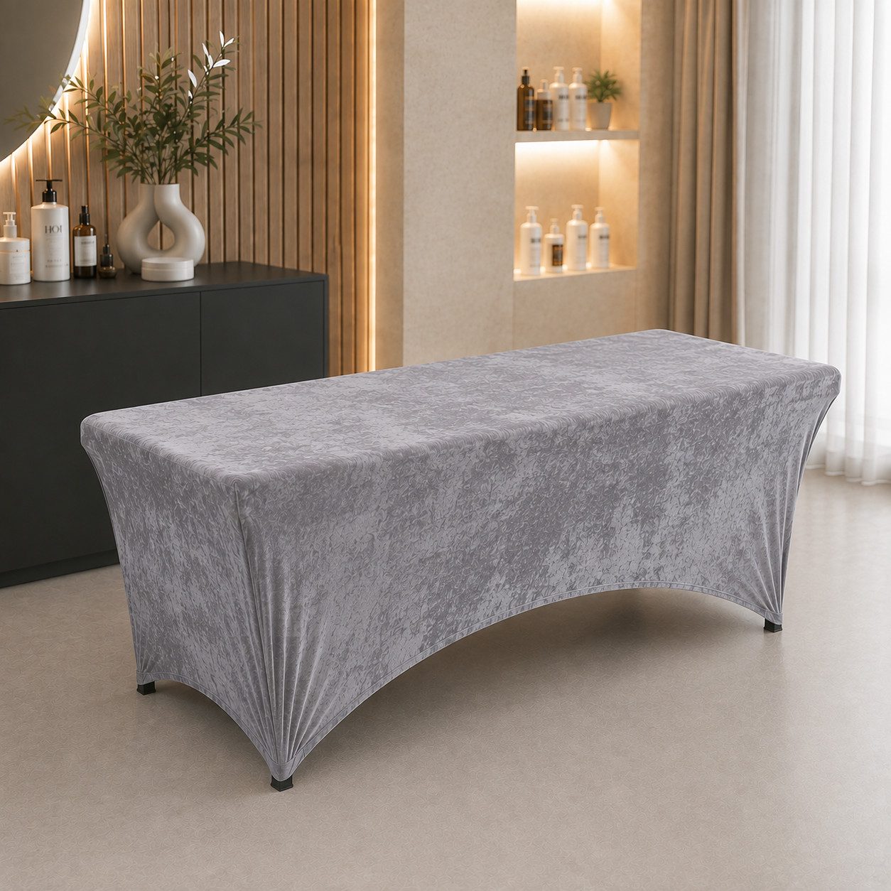 STM Company Massageliege Verlängerter Liegenbezug aus Velours für Kosmetikliege & Massageliege (Elastischer Spannbezug mit Fußaussparung), 180x60 cm/ 190x70 cm