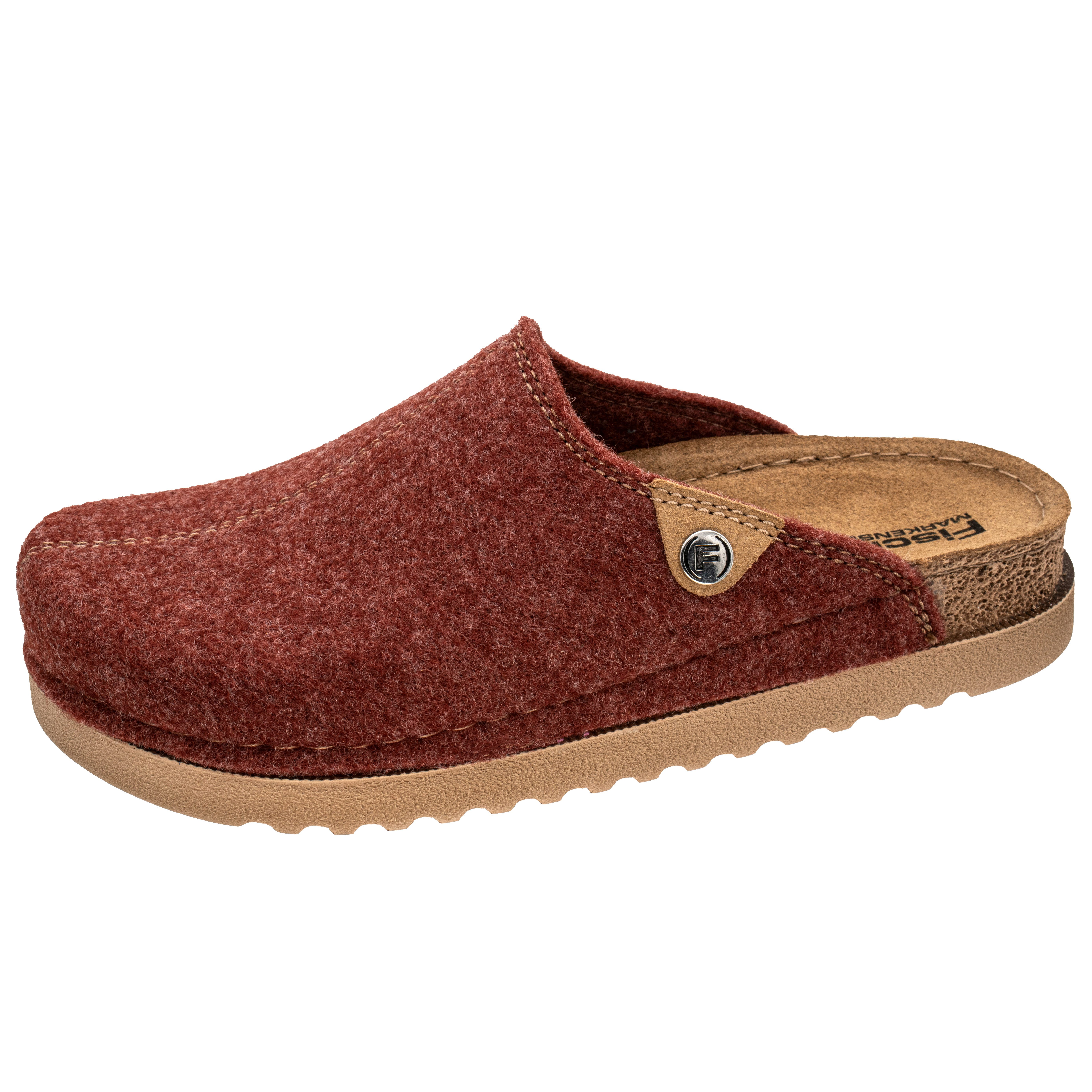 Fischer-Markenschuh Jutta Pantoffel aus recyceltem PET Filz, gepolstertes Lederfußbett, Weite G