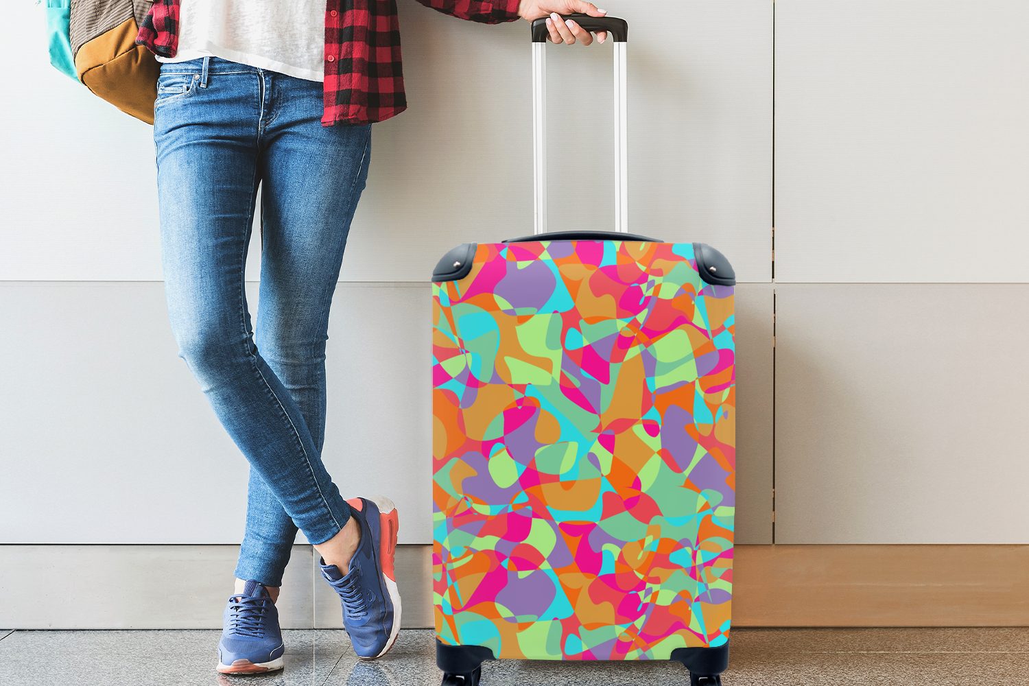 Reisetasche Hippie, Ferien, Handgepäckkoffer für Lavalampe - mit MuchoWow Muster Reisekoffer 4 Regenbogen rollen, Rollen, Handgepäck Trolley, - -