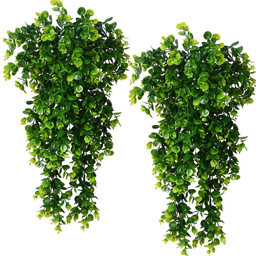 Kunstpflanze Künstliches Rattan, Simulation Eukalyptus Wanddekoration Greenery, Rouemi, 4 Stück( 80cm lang, 30cm breit)