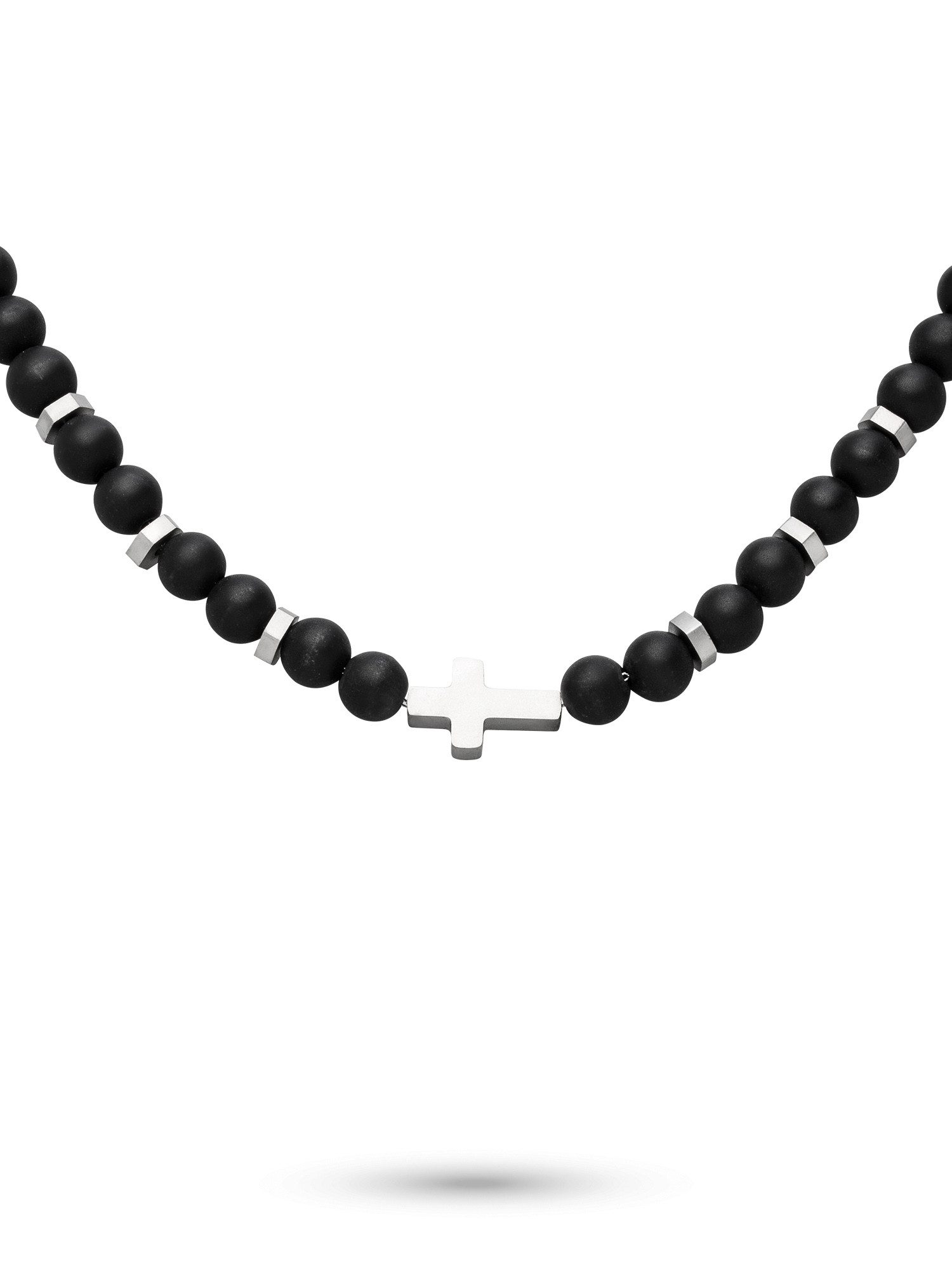 s.Oliver Kette mit Anhänger Schmuck Geschenk Edelstahl Halskette Beads, Kreuz, mit Onyx oder Tigerauge