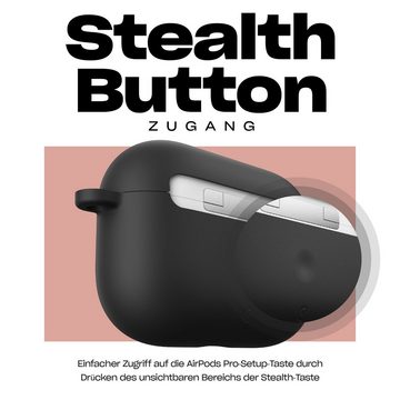 KeyBudz Kopfhörer-Schutzhülle Hybrid Shell Schutzhülle für AirPods Pro mit Karabinerhaken, stoßfest, kratzfest