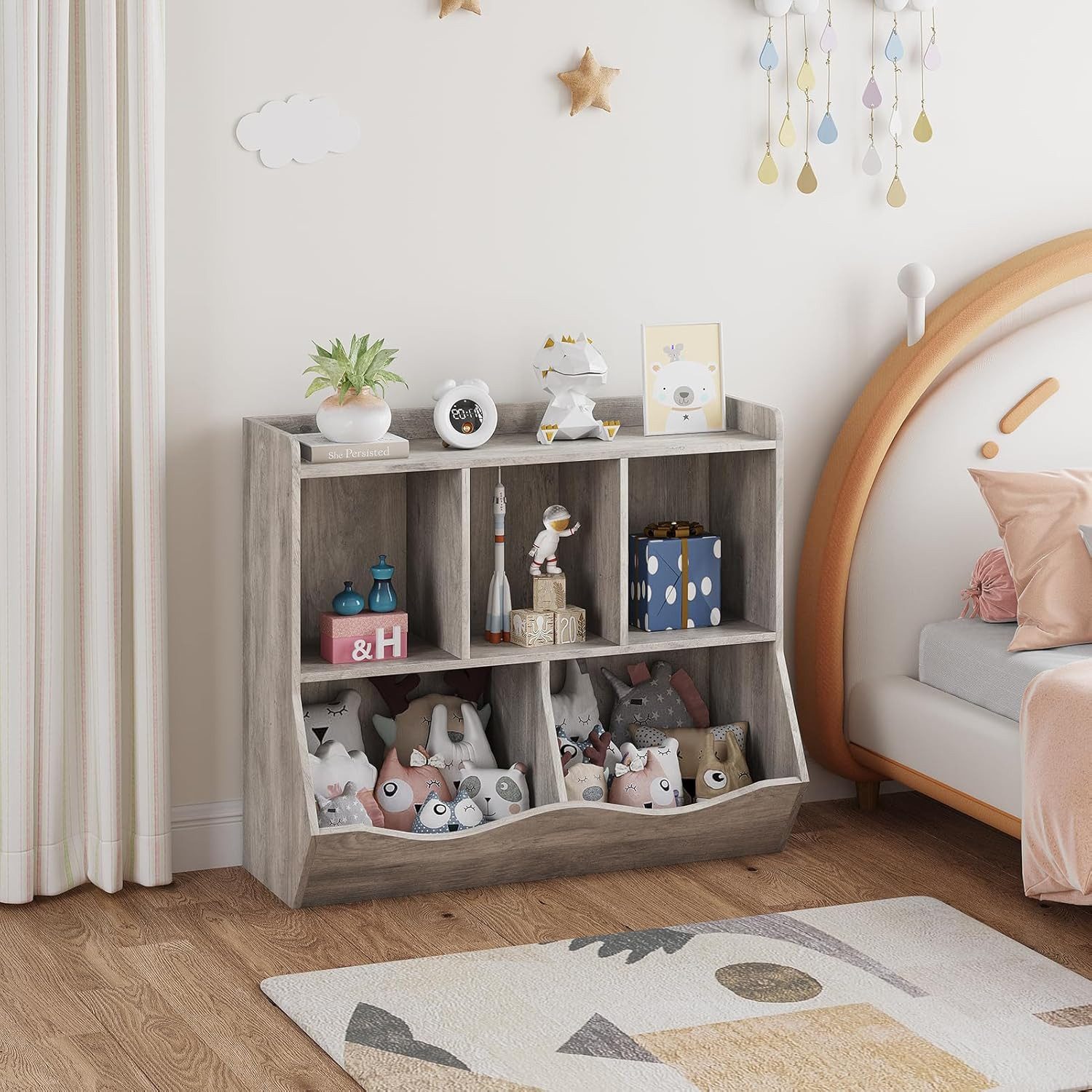 GarveeMore Kinderregal Spielzeugregal Kinderregal mit 5 günstig online kaufen