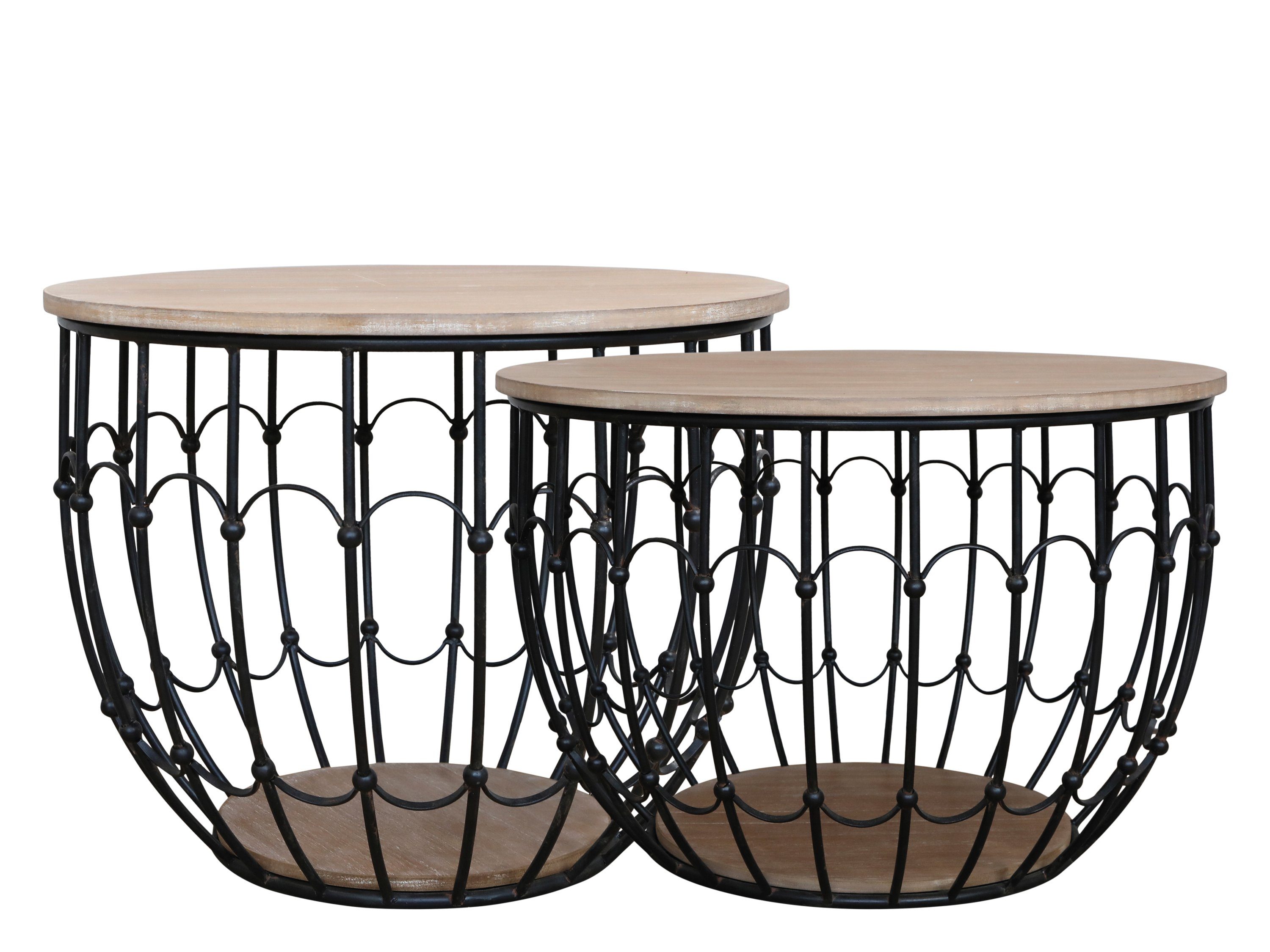 Markenwarenshop-Style Beistelltisch 2x Beistelltisch Sofatisch Tisch Schwarz Holzdeckel Chic Antique