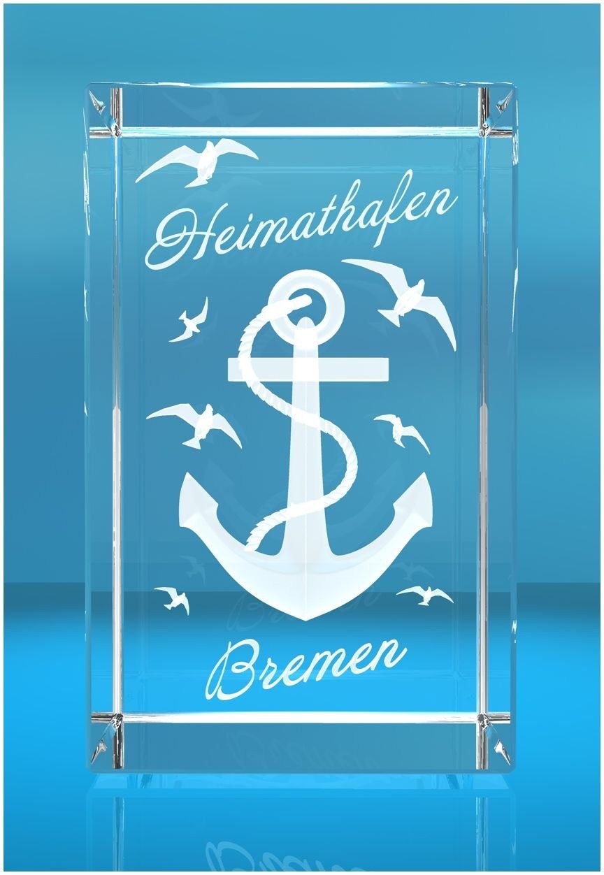 VIP-LASER Dekofigur 3D Glasquader I Heimathafen Bremen, Hochwertige Geschenkbox, Made in Germany, Familienbetrieb