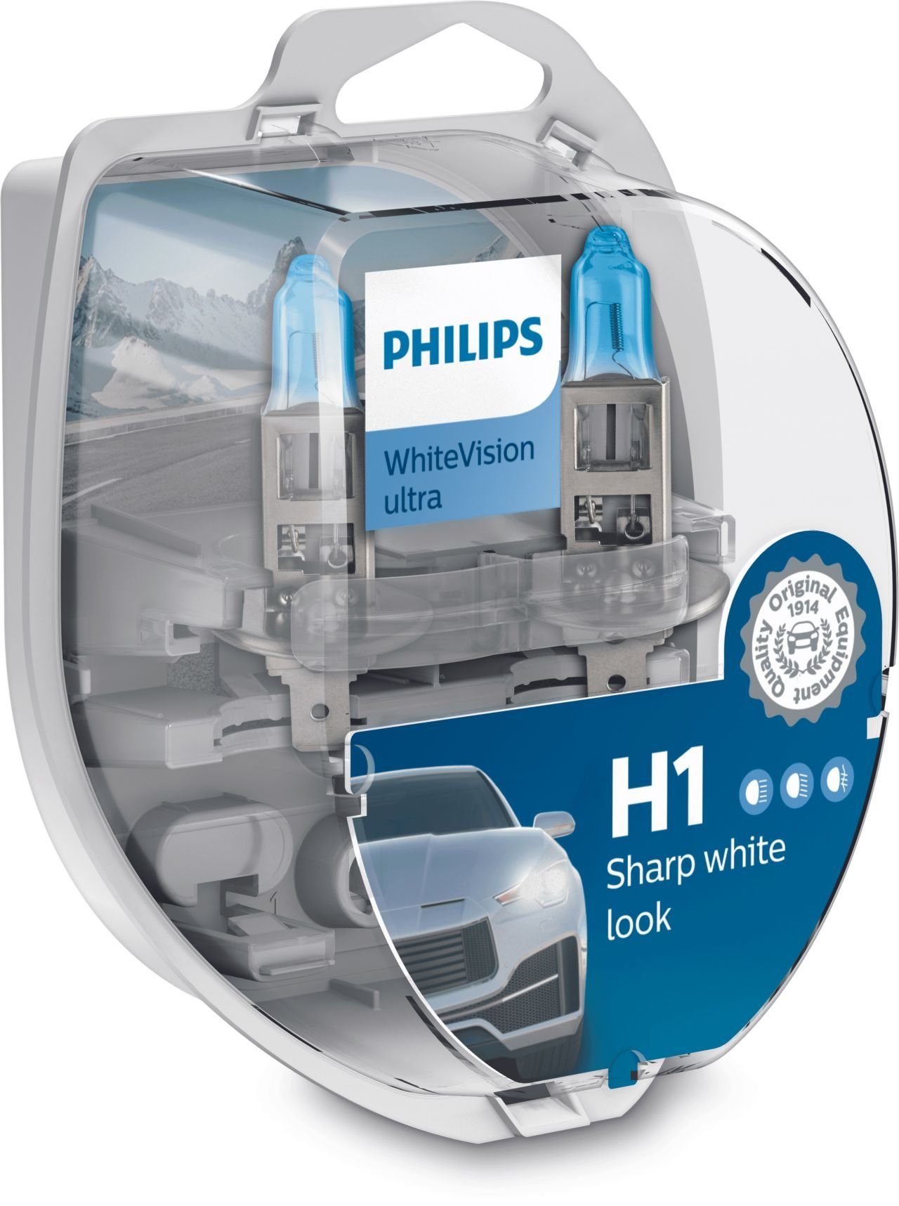 (2er Philips H1/W5W 12V Box) 55W Halogenlampe WhiteVision Ultra P14,5s Philips