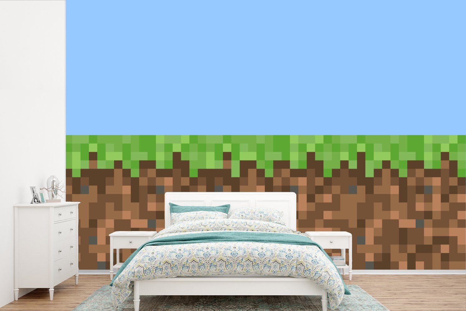 MuchoWow Fototapete Pixel - Spiele, Matt, bedruckt, (6 St), Wallpaper für Wohnzimmer, Schlafzimmer, Kinderzimmer, Vinyl Tapete | Fototapeten