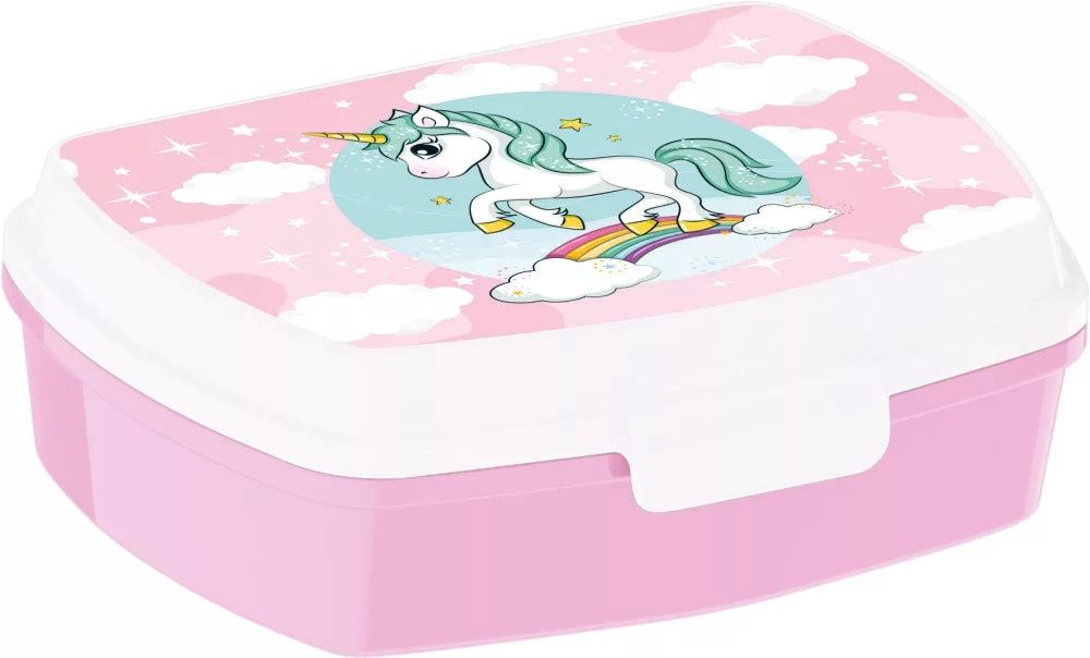 Lau-Fashion Lunchbox Unicorn Stor Brotdose Brotbüchse Sandwichbox Rosa Schule 16x12cm