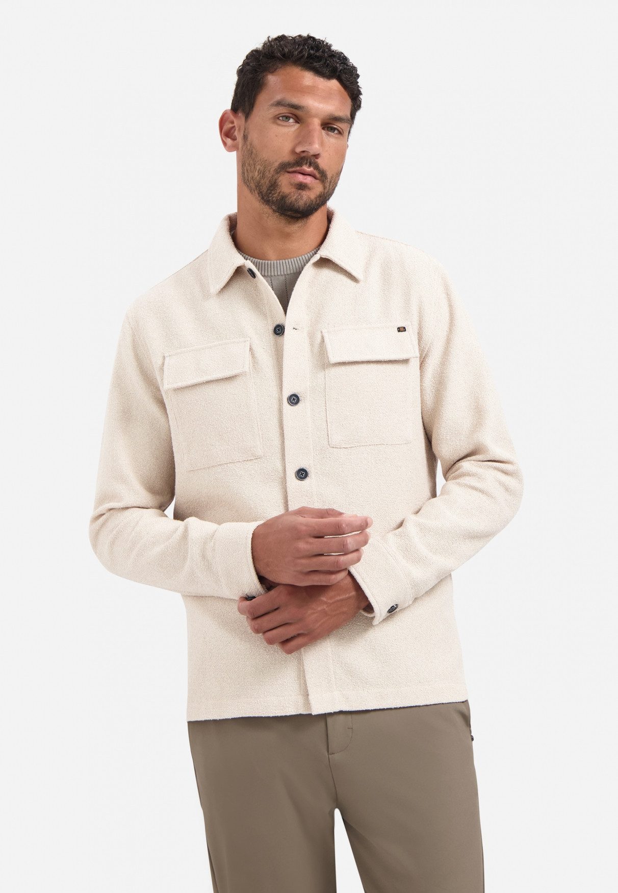NO EXCESS Langarmhemd No Excess Overshirt mit Knöpfen Overshirt Full Button Stretch