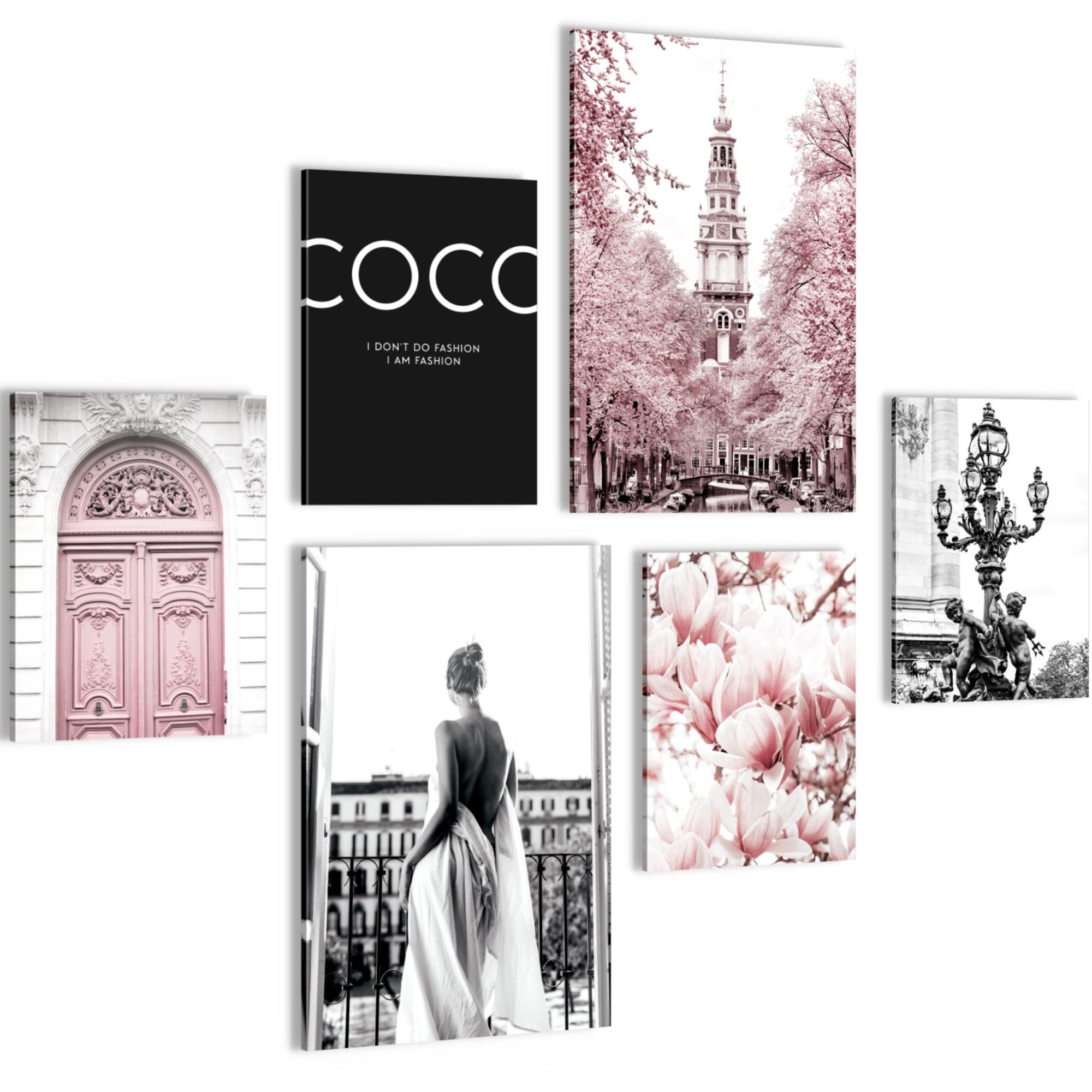 Novart Wandbild Fashion Rosa AUFHÄNGFERTIG Modern Deko Mädchen Teenager N005067a, 136L x 124B cm