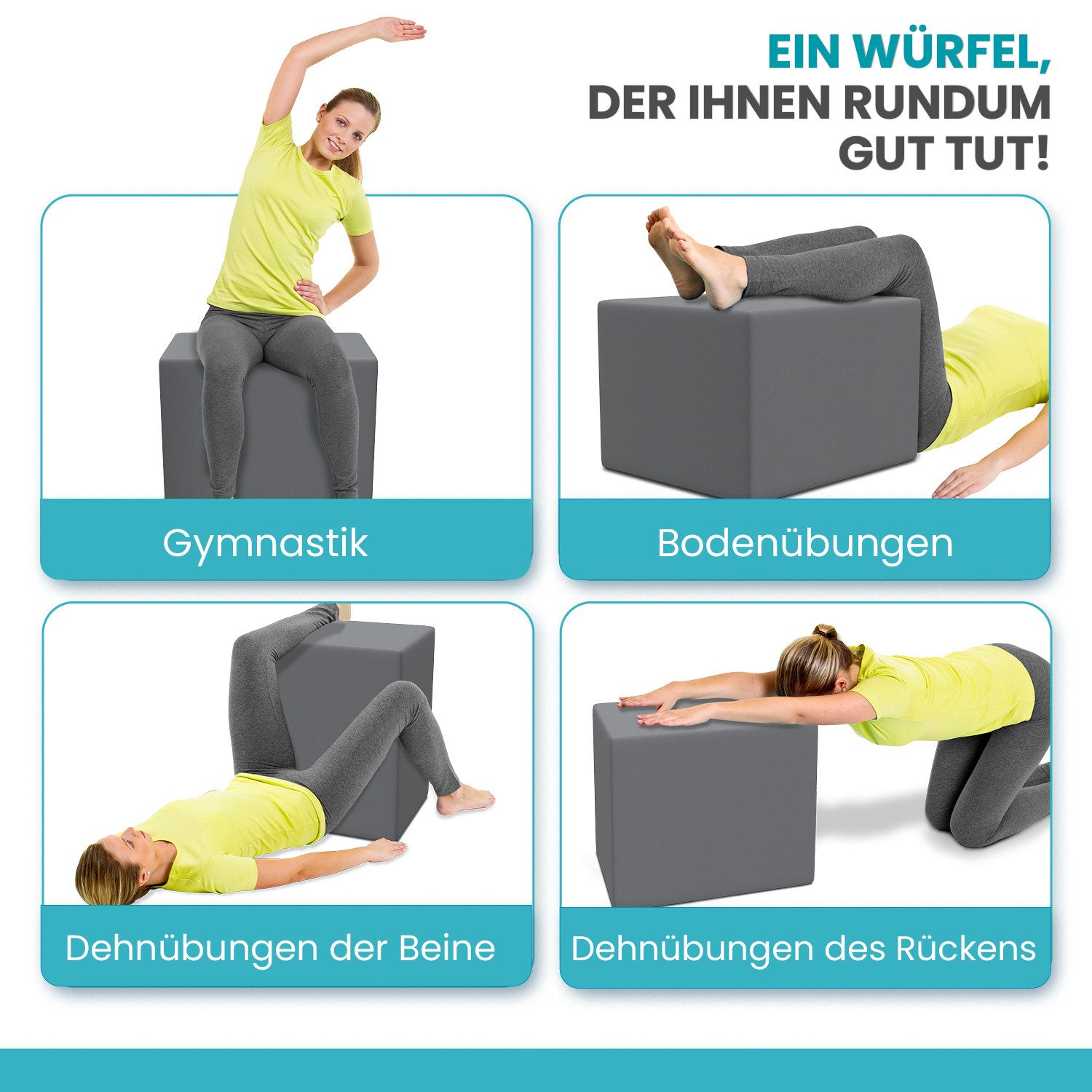 ELONEO Lagerungskissen Stufenlagerungswürfel, Stufenbett mit Bezug, 40x50x50cm