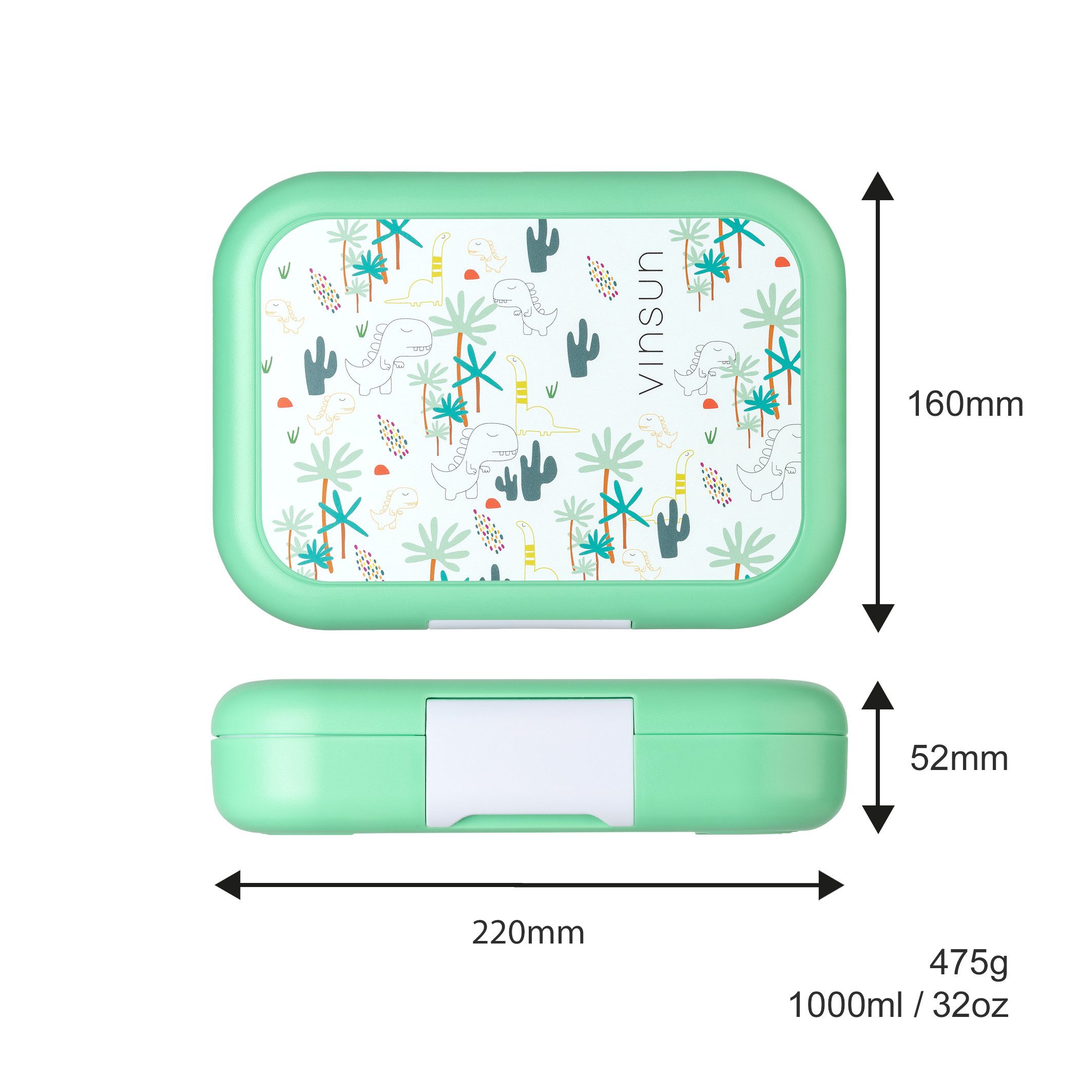 Vinsun Lunchbox Brotdose Kinder 4 Fächer - Auslaufsicher - Spülmaschinen geeignet, Kunststoff (PP Material), BPA frei, auslaufsicher, bruchsicher, Geruchs- und Geschmacksneutral