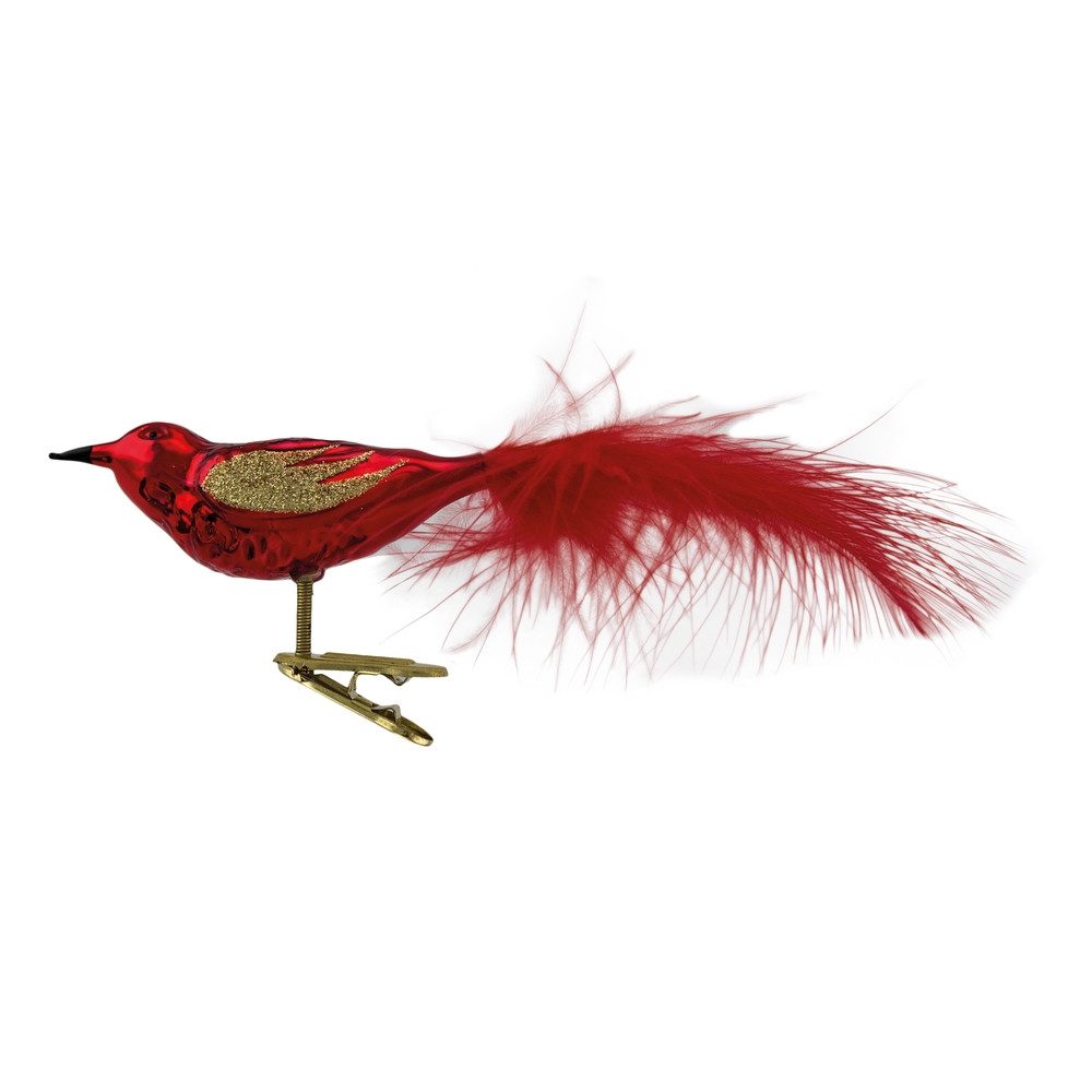 Thüringer Glasdesign Christbaumschmuck Christbaumschmuck Vogel glanz rot 8cm