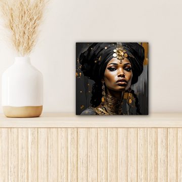 OneMillionCanvasses® Leinwandbild Frau - Gold - Schwarz - Luxus - Porträt, (1 St), Leinwand Bilder für Wohnzimmer Schlafzimmer, 20x20 cm