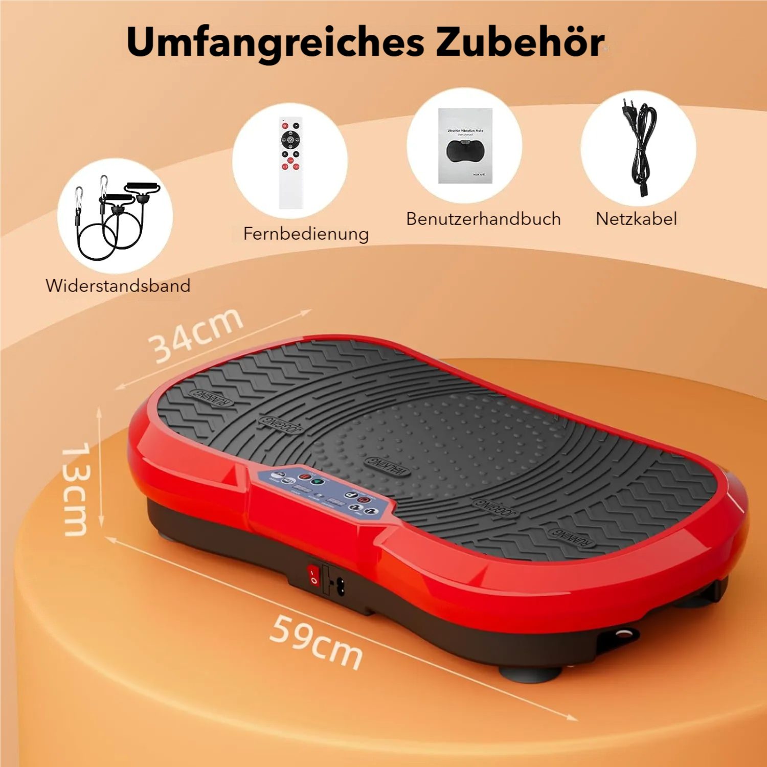 TLGREEN Vibrationsplatte Größe 68x38x14/59x34x13cm,Bis 120KG, 200,00 W, 120 Intensitätsstufen, (mit Trainingsbandern, Ganzkörpertraining zu Hause), Ultra leisem Motor, Fernbedienung, Seitliche Transporträder