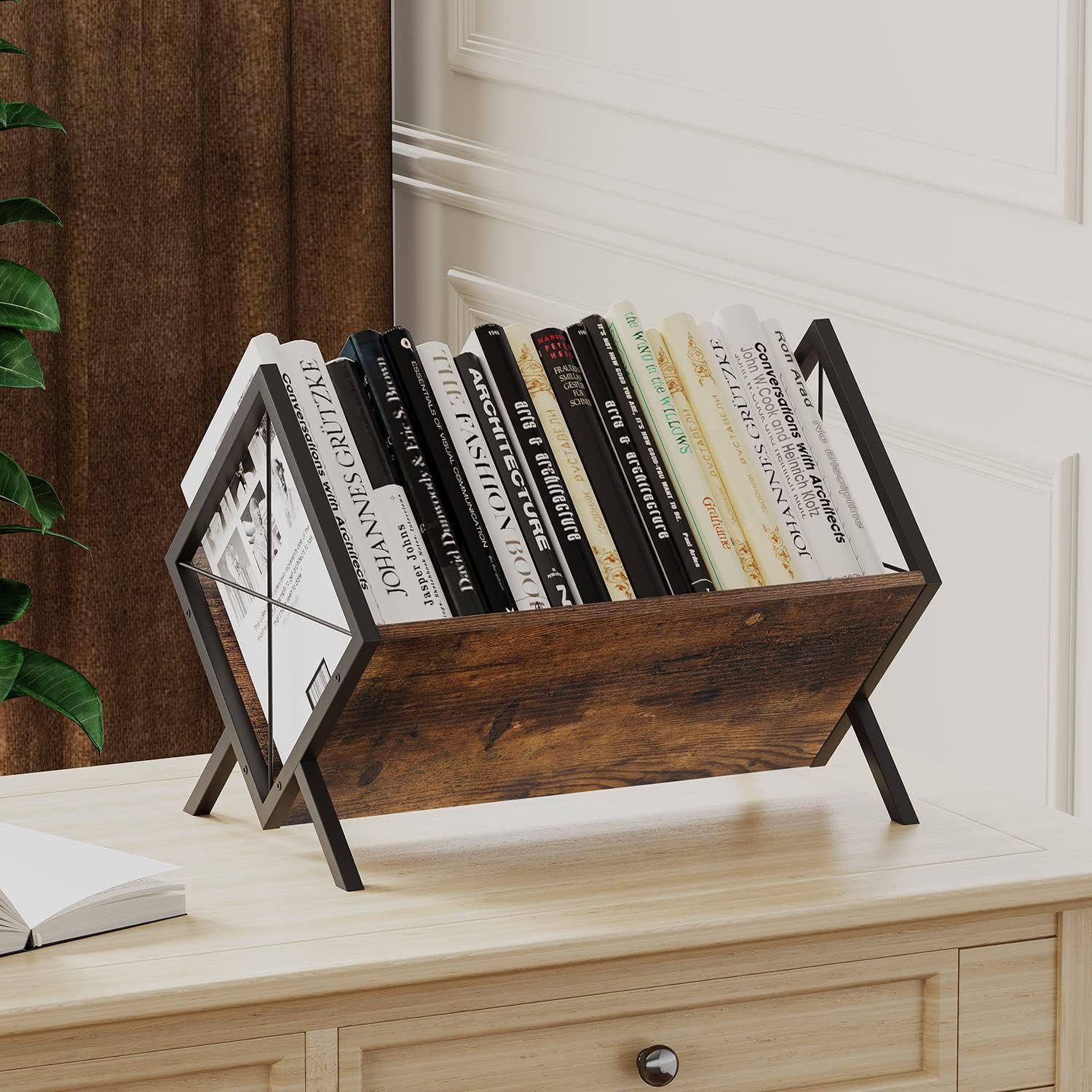 Refined Living Plattenständer Schallplatten Aufbewahrung Regal für 80–100 LPs, Vinyl Regal, LP Regal, 1 tlg., Schallplatten-Display,Schallplatten Zubehör,Retro  – Bild 4 von 5