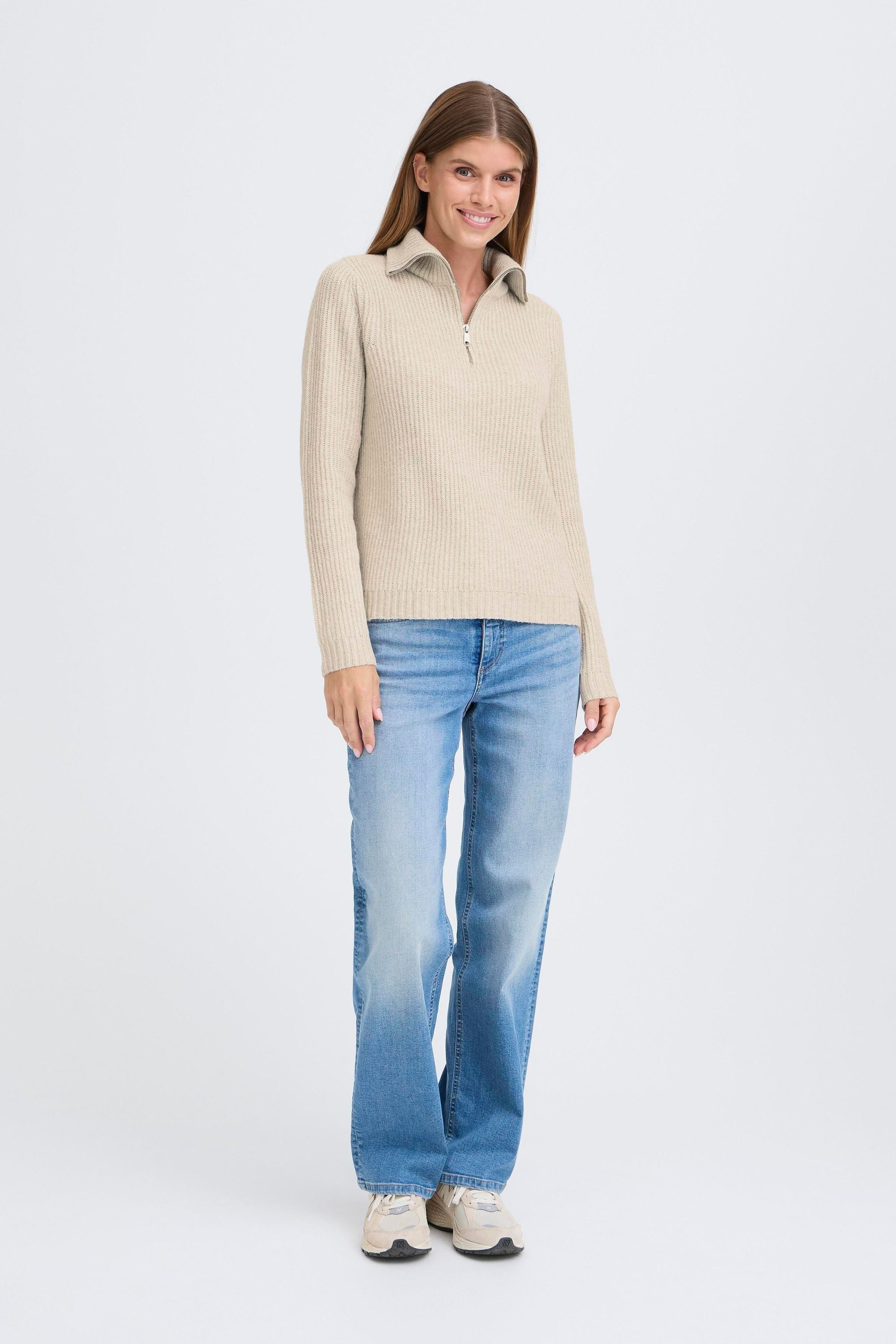 OXMO Troyer OXBallino Modischer Grobstrick-Pullover mit Troyerkragen