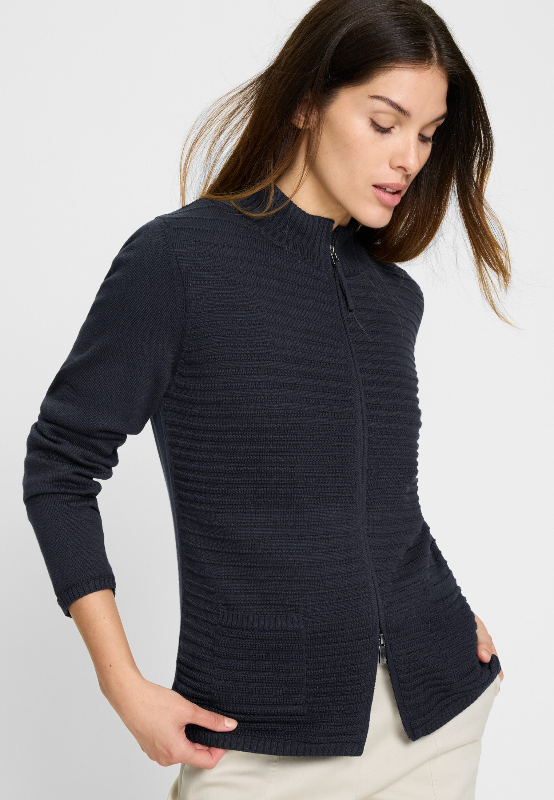 Olsen Cardigan mit durchgehendem Reißverschluss