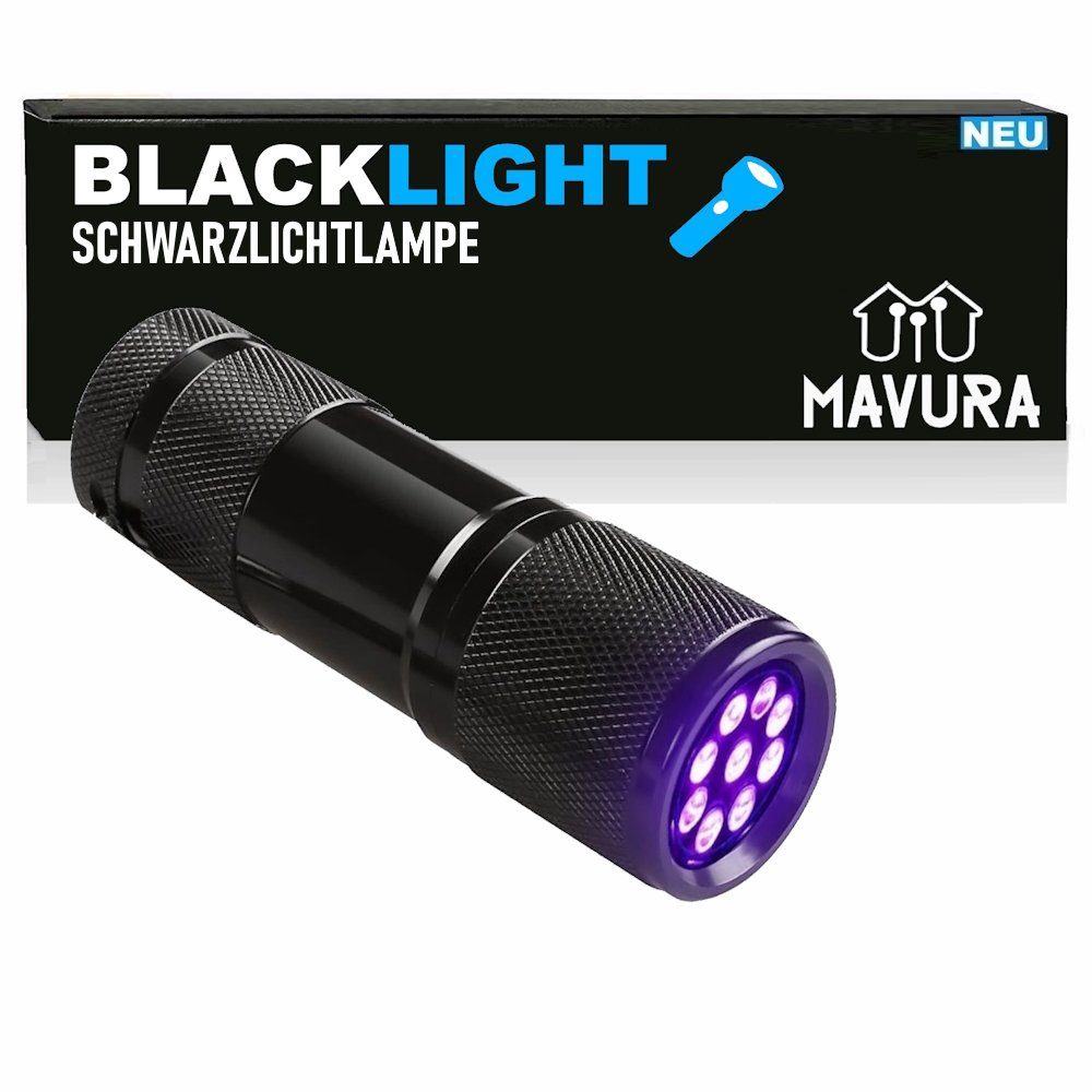 MAVURA Taschenlampe BLACKLIGHT Schwarzlicht LED UV Taschenlicht Schwarzlichttaschenlampe, Ultraviolett Lampe für Bernstein, Urinflecken, Banknoten u.v.m.