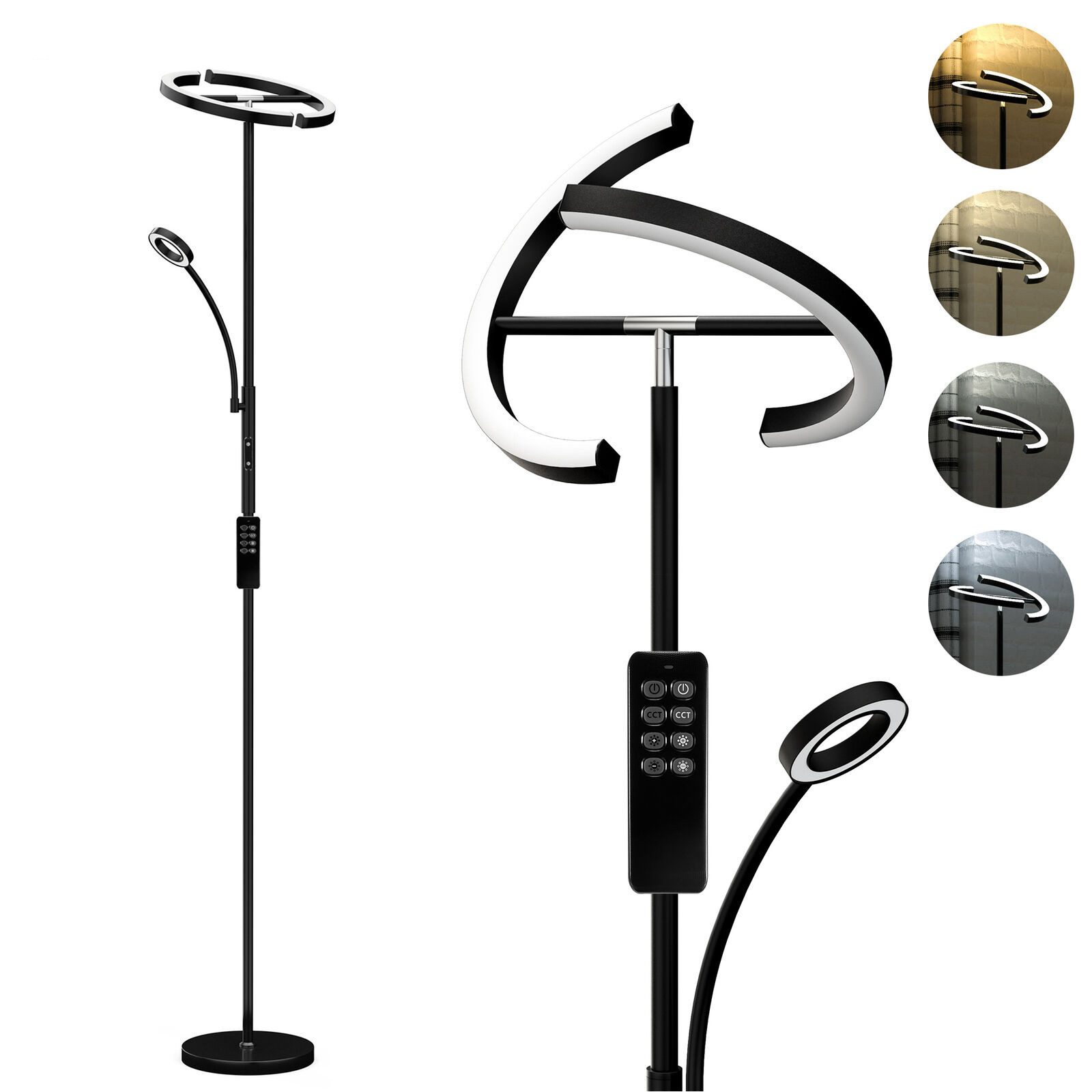 LED Stehlampe 27W LED Stehleuchte Dimmbar Leselampe Deckenfluter mit Fernbedienung