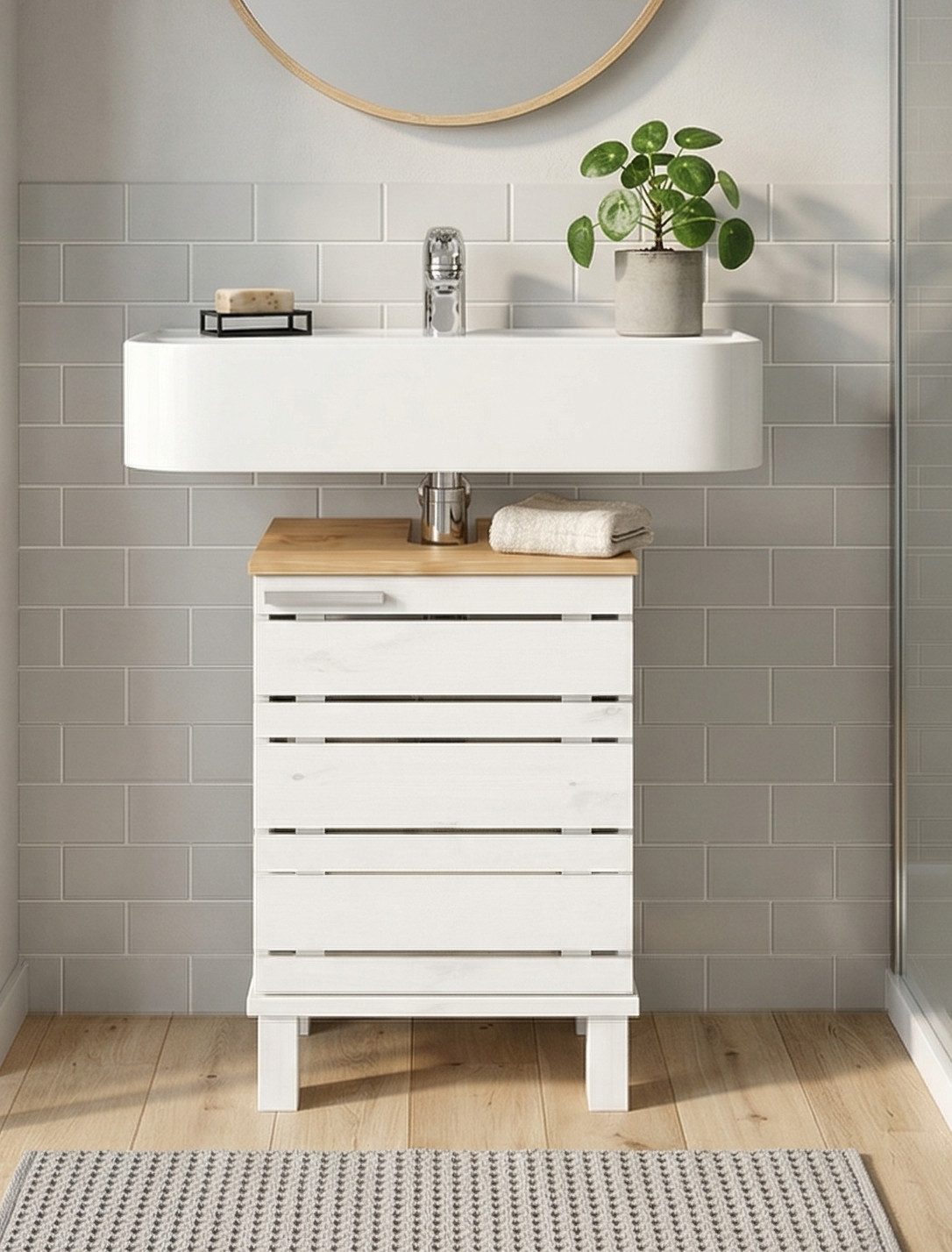 Home affaire Waschbeckenunterschrank JOSIE Breite 40 cm, aus Massivholz, Metallgriff, 1 Tür