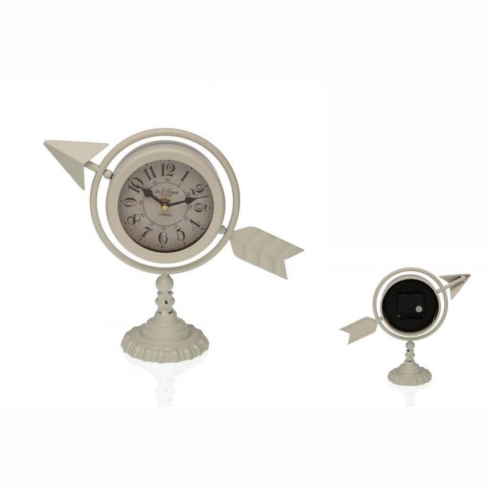Uhr Weiß Vollständiger Wecker Tischuhr Retro Look Metall Pfeil Bigbuy Vintage