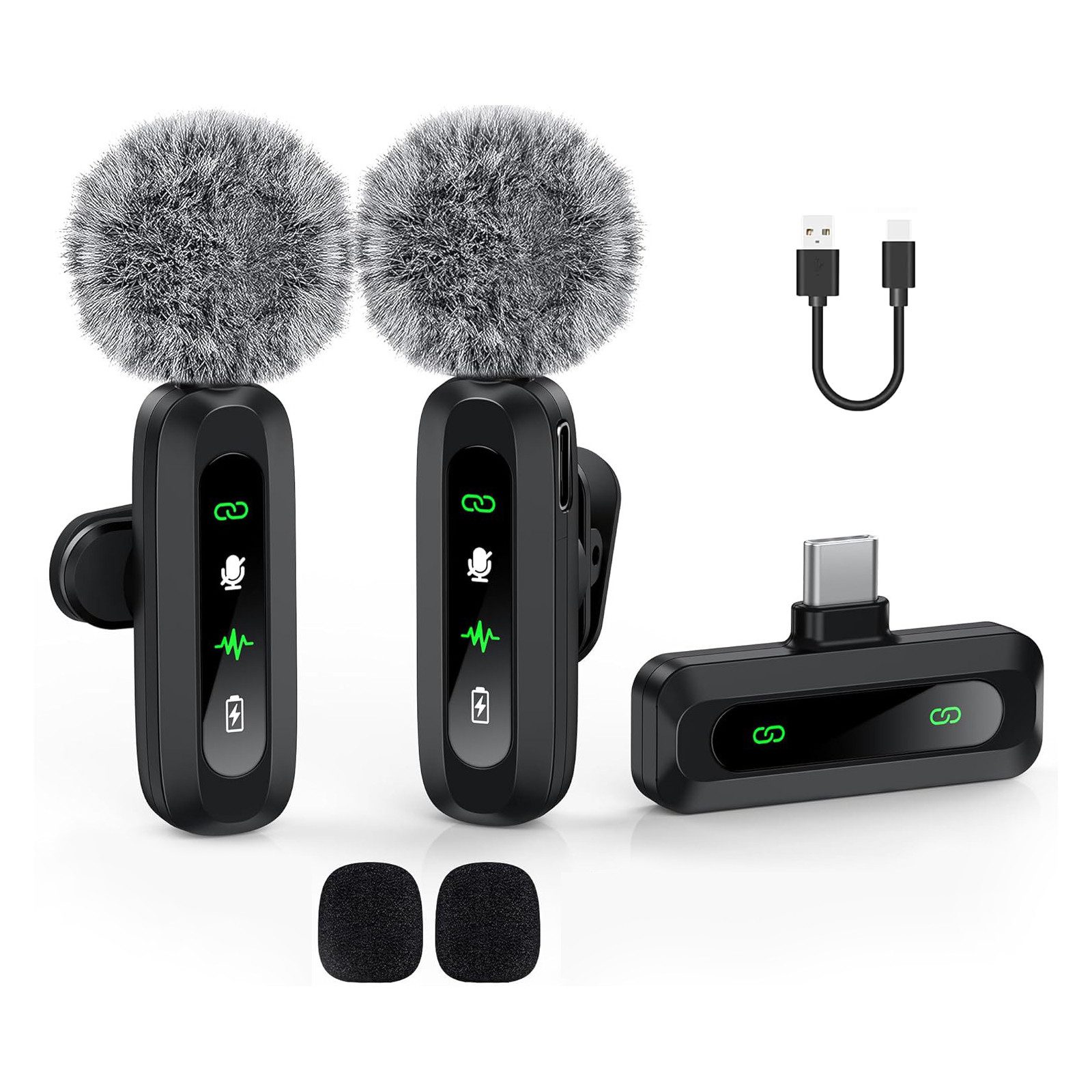 Coonoor Mikrofon Rauschunterdrückendes Ansteckmikrofon, Plug-and-Play-Funkmikrofon, kompatibel mit Type C/USB-C, Mini-Mikrofon.