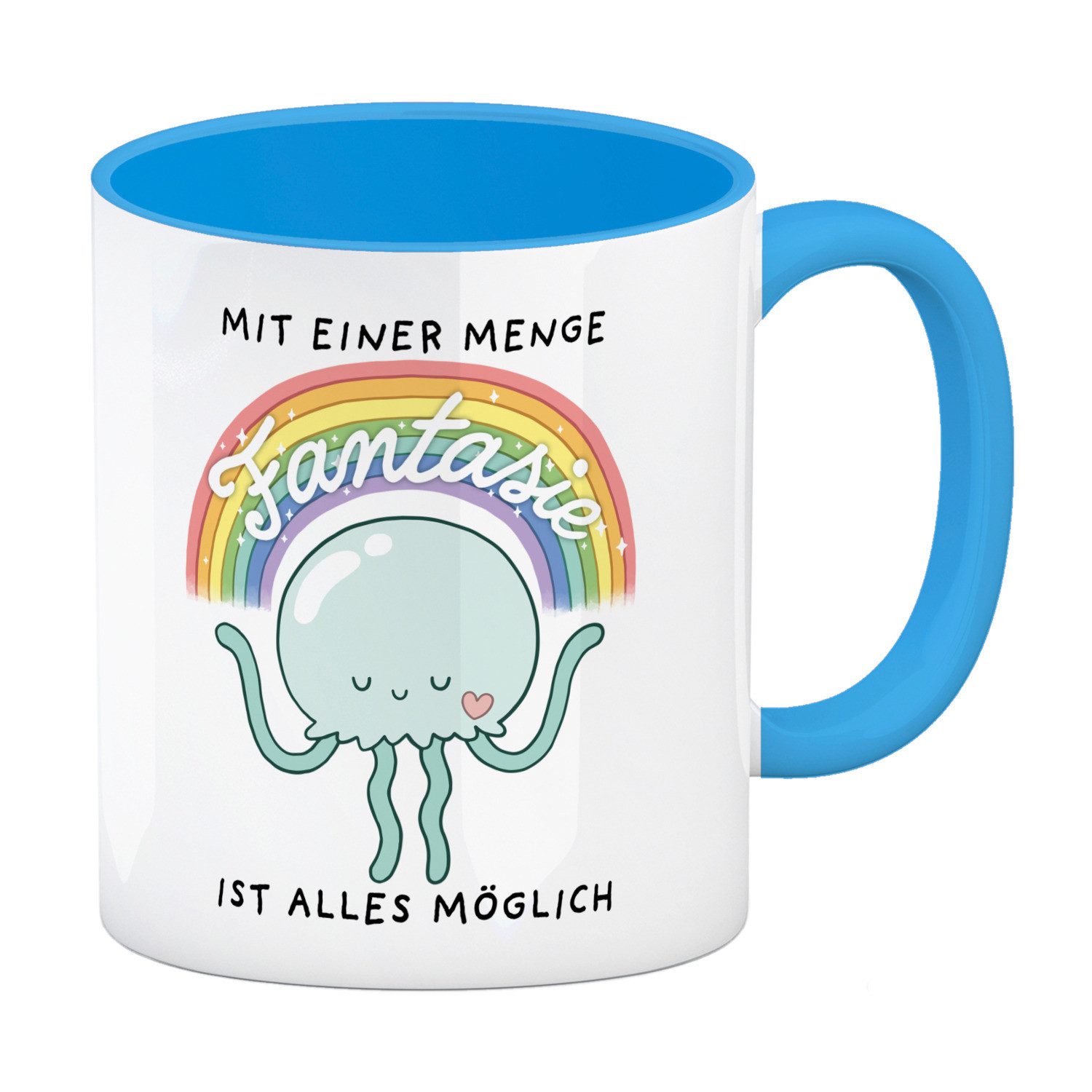 Tasse Jelly & Friends Qualle Kaffeebecher in hellblau mit Spruch Fantasie
