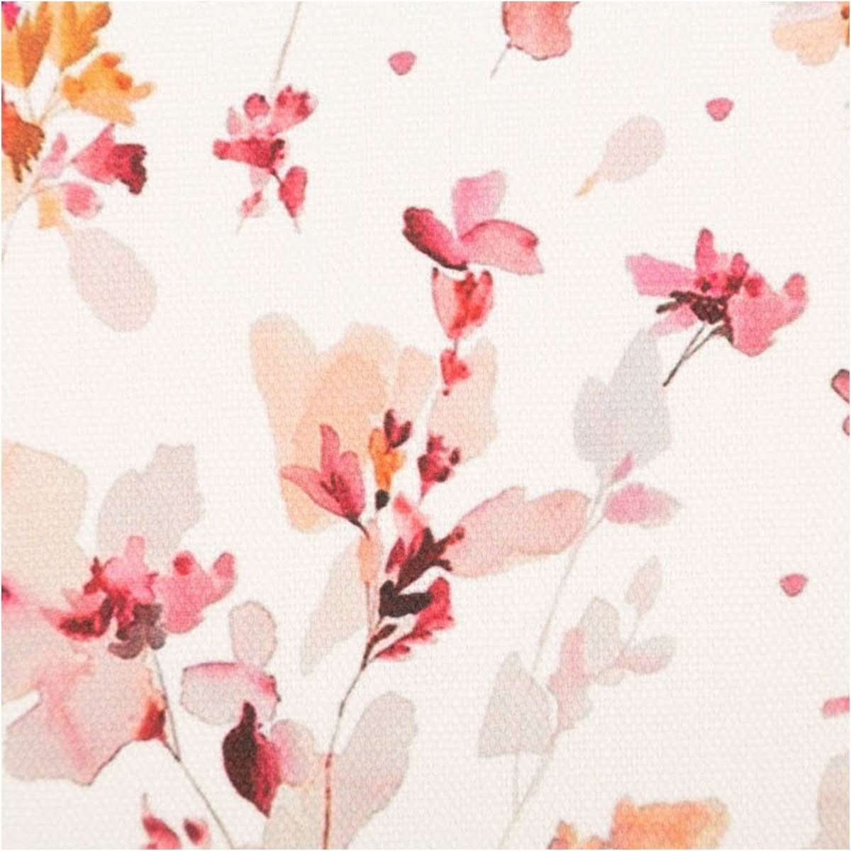 SCHÖNER LEBEN. Stoff Baumwollstoff Meterware Dekostoff Digital Aquarell Blumen weiß 1,40m, allergikergeeignet