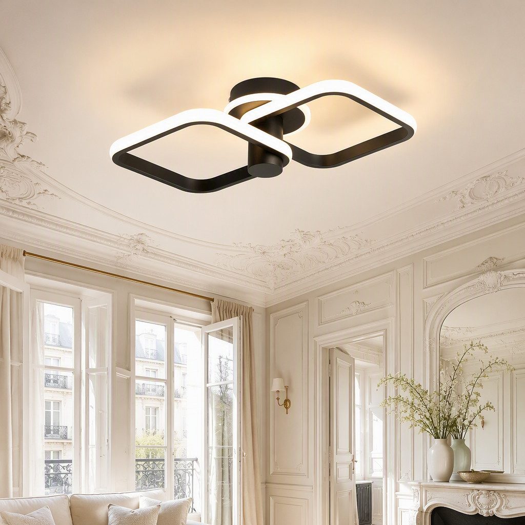 BlingBin LED Deckenleuchte 46cm DeckenLampe 34W 1895 lm, sandschwarz, 3000 K, LED fest integriert, Tageslichtweiß, Modern Deckenlampe 3000K für Wohnzimmer Küche Flur