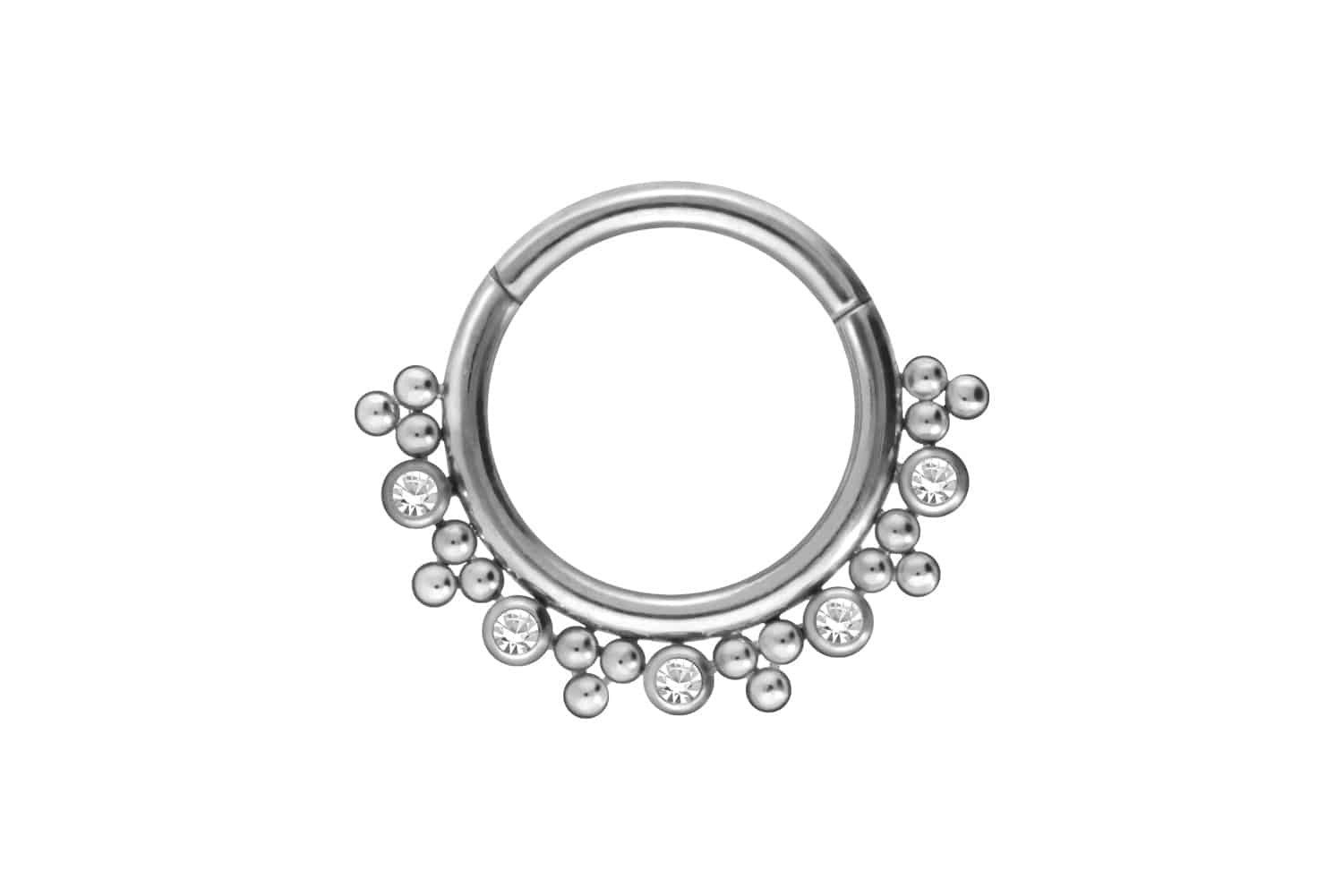 Piercing-Set Titan Segmentring Clicker 5 KRISTALLE + 18 KUGELN