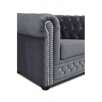 JVmoebel Sofa, Chesterfield Sofa 2 Sitzer York Blink Kristallen Couch Polster Sofa