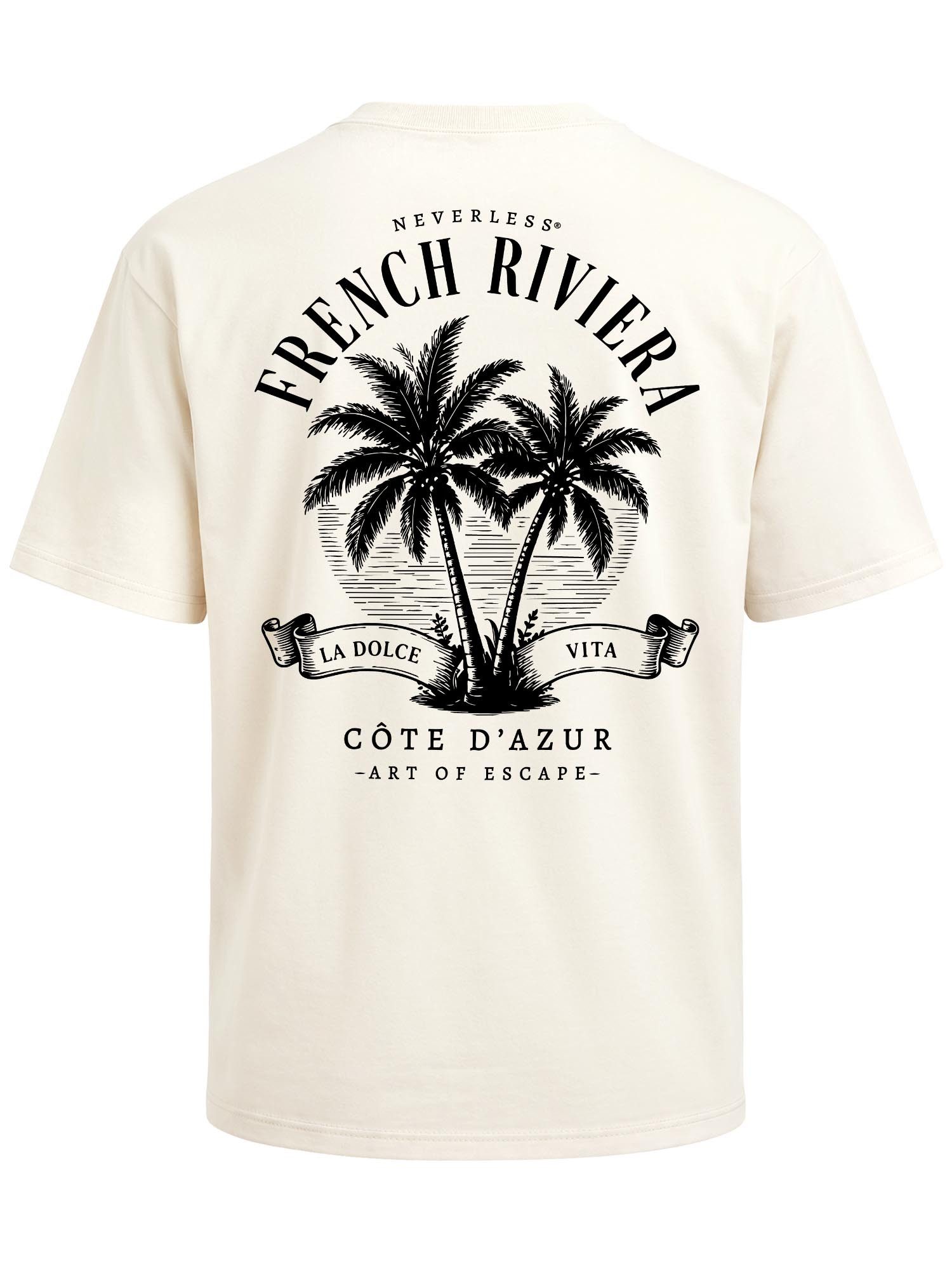 Neverless Oversize-Shirt Herren T-Shirt - Design French Riviera - Oversized Relaxed Fit mit Print