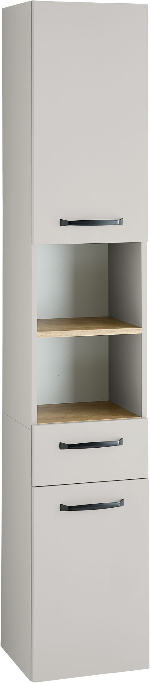 Saphir Hochschrank Quickset 500, Badschrank 32,4 cm breit 3 Einlegeböden, 1 offenes Fach, Badezimmer-Hochschrank