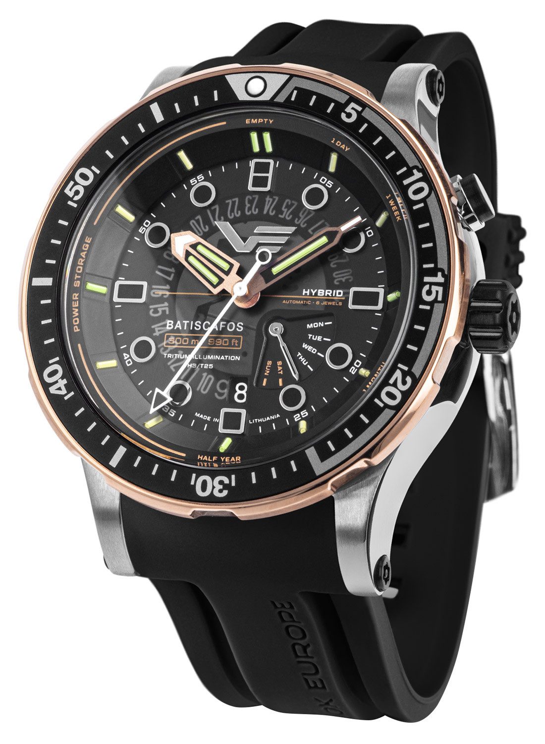 Vostok Europe Taucheruhr Herren-Hybrid Batiscafos Schwarz