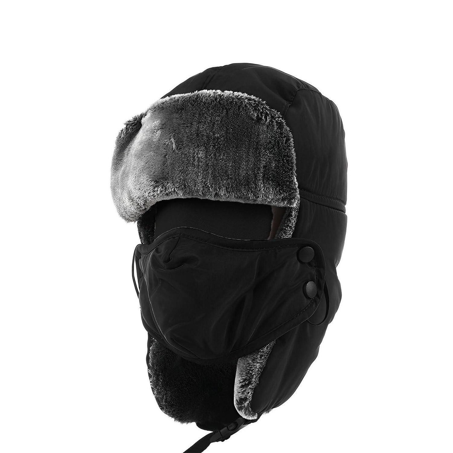 LuxusKollektion Ohrenmütze Wintermütze mit Ohrenklappen und Maske (1-St)