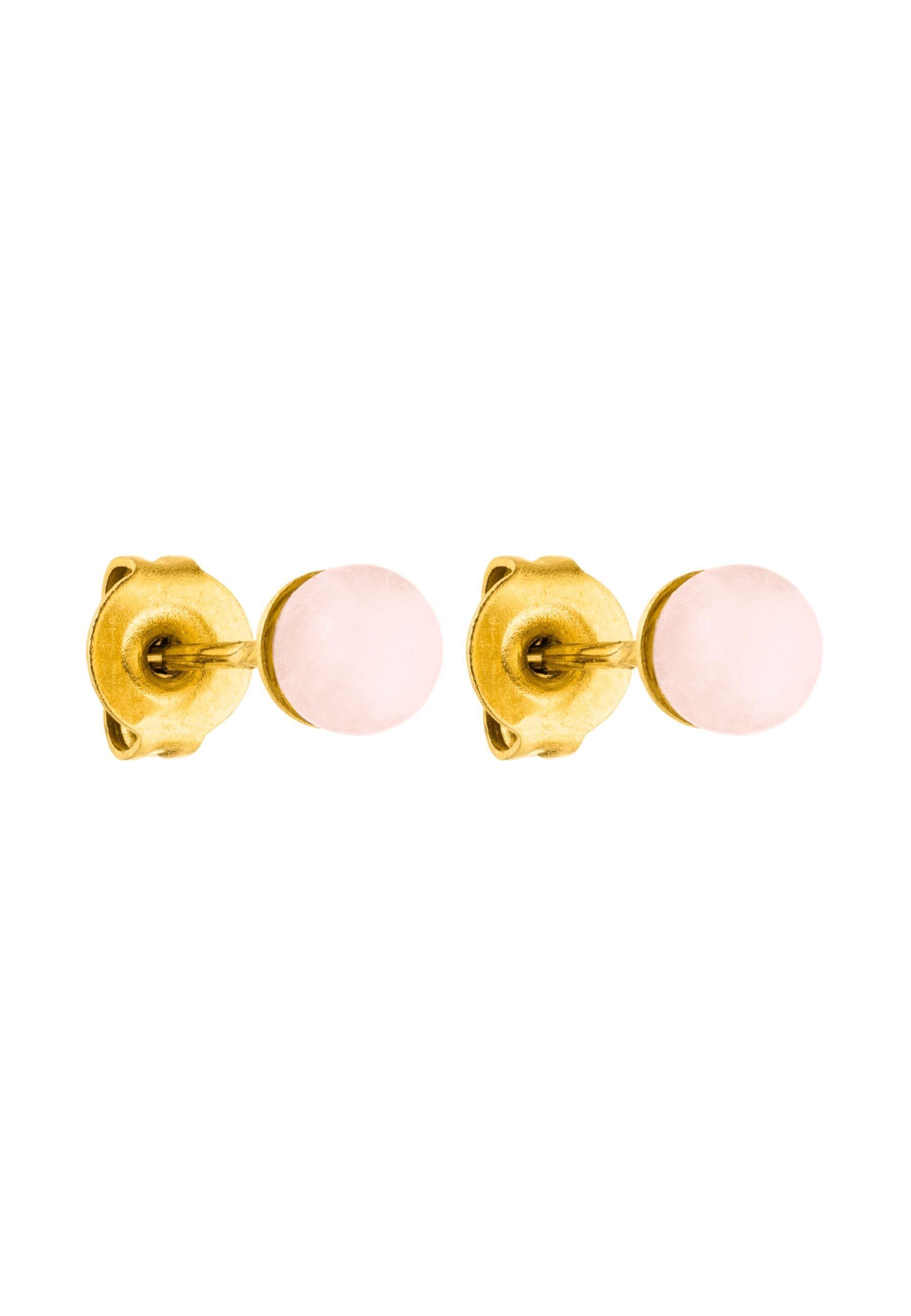 Purelei Paar Ohrstecker Rose Quartz, mit einer Perle aus Rosenquarz
