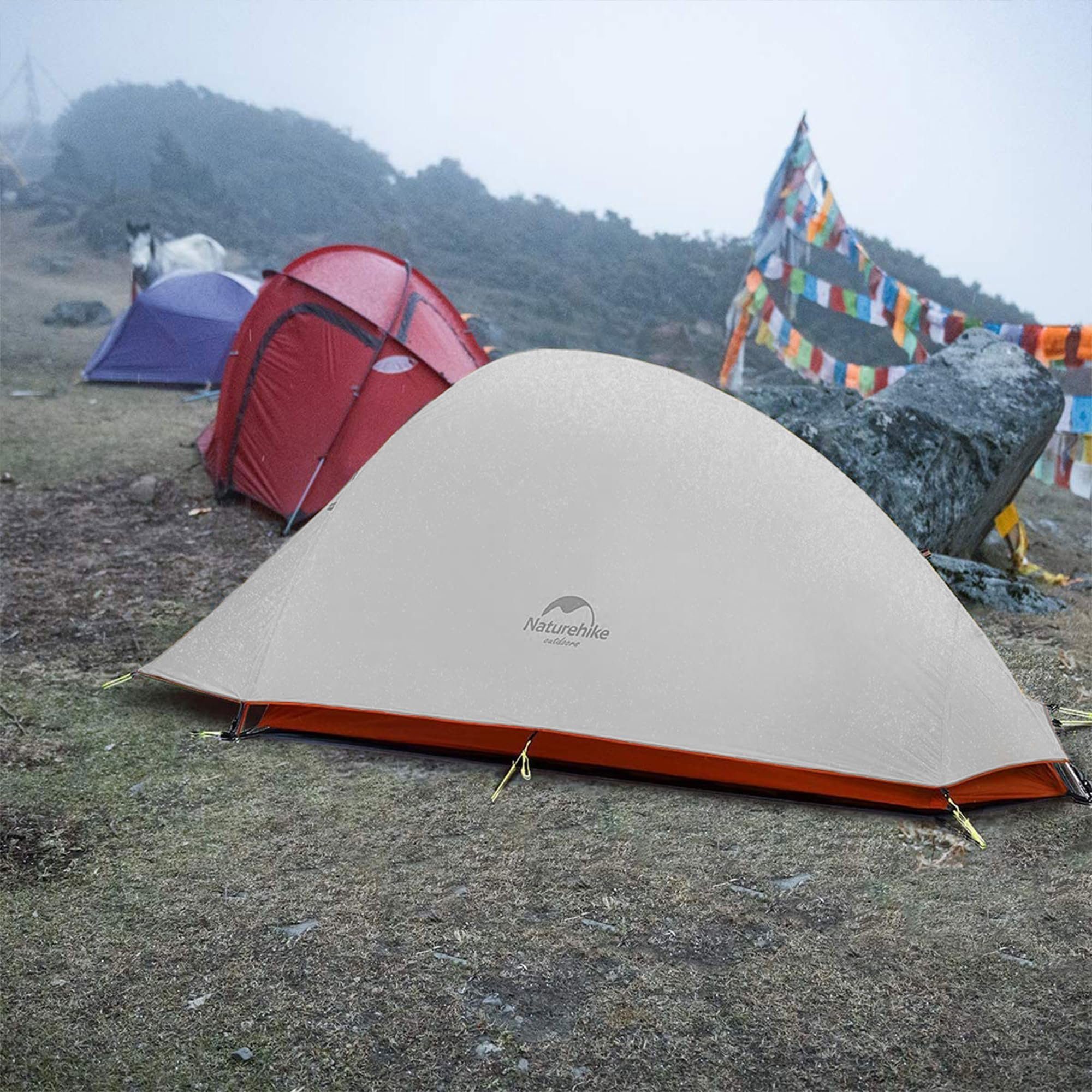 Ultraleichte Naturehike Einzelzelt Kuppelzelt Wasserdicht, Personen: 1 Hellgrau Zelt