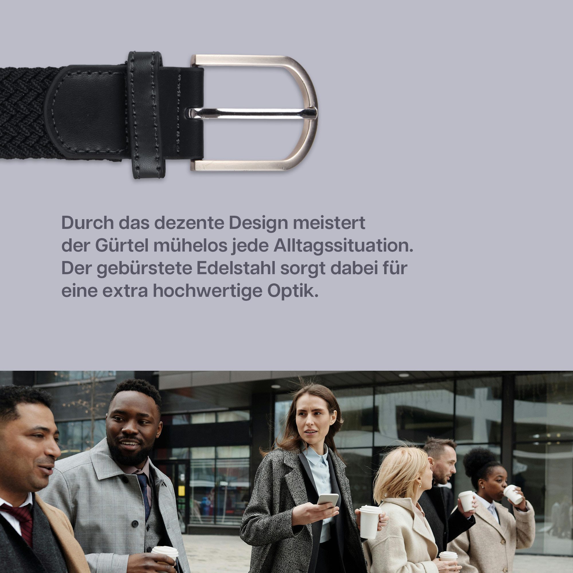 hemmy Fashion Stoffgürtel dehnbar elastisch (2-St) ohne Löcher, stufenlos, viele verschiedene Farben/Designs – Bild 2 von 5