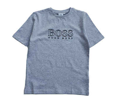 BOSS T-Shirt Hugo Boss Kids T-Shirt grau mit schraffiertem Logo