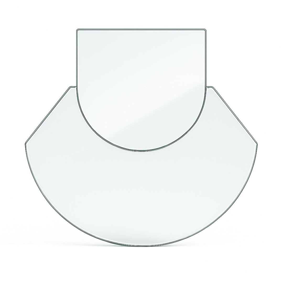 Feuercampus Bodenschutzplatte Funkenschutzplatte Glas für Kaminofen zweiteilig Rundbogen