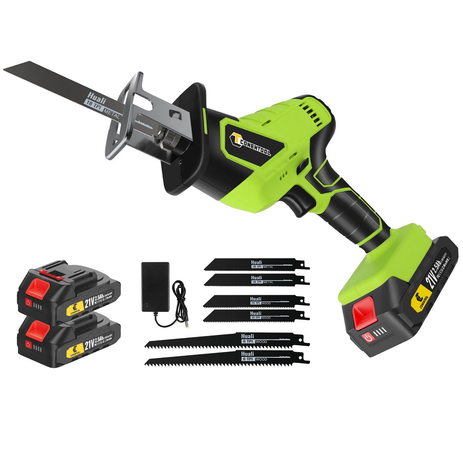 CONENTOOL Akku-Säbelsäge 21V, Variabler Drehzahl von 0-3000 RPM, inkl. Holz günstig online kaufen