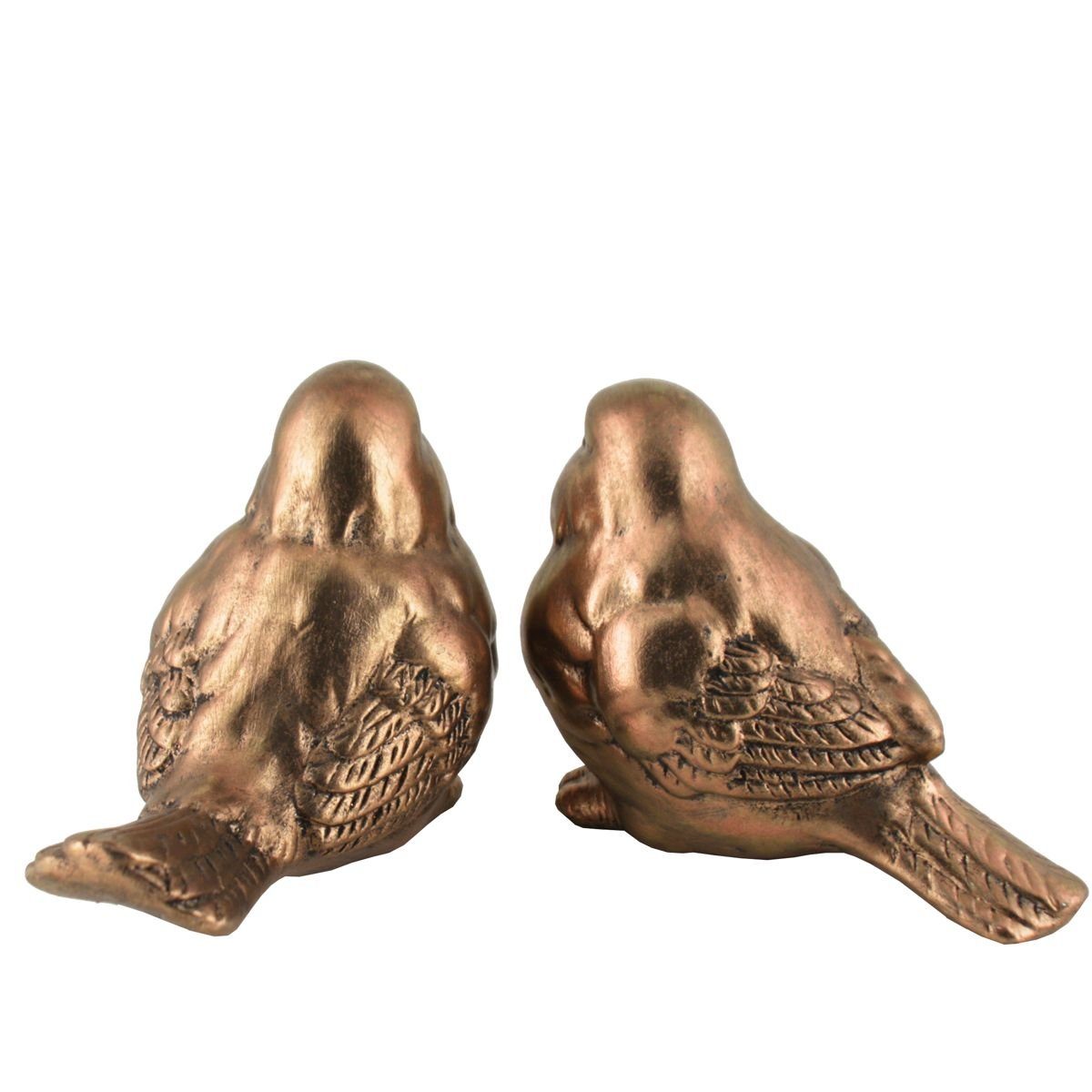 440s Bronze-Optik, und Vogelpaar (2er Pip Gartenfigur 440s Set) Maz